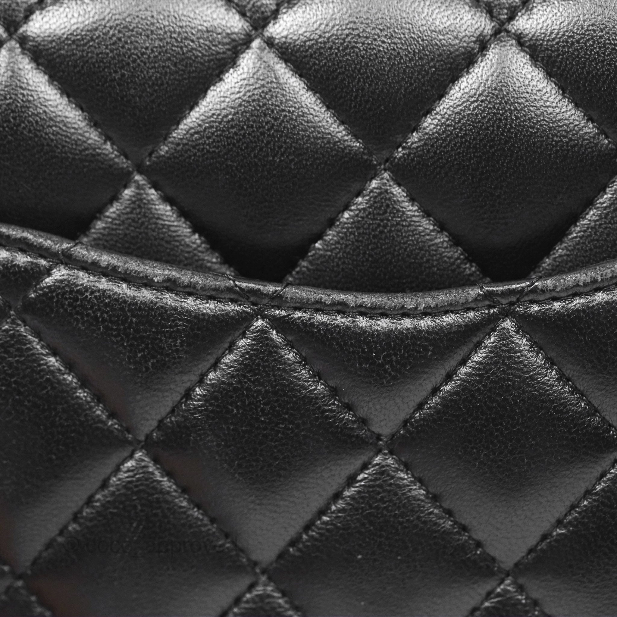 Chanel Mini Square Flap Quilted Black Lambskin Silver Hardware