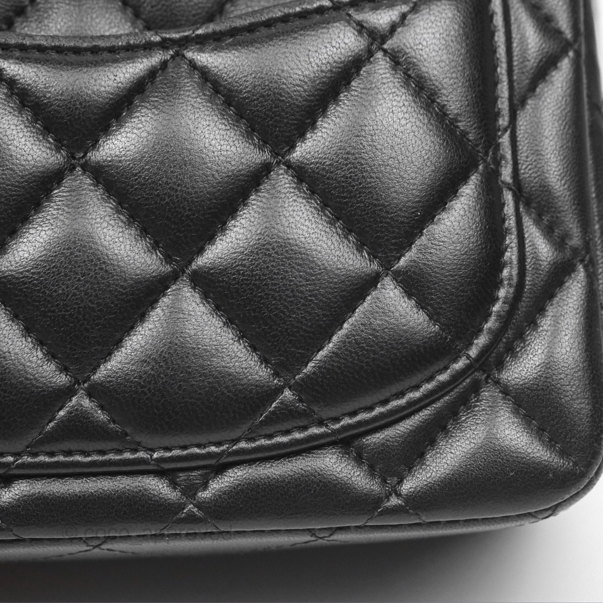 Chanel Mini Square Flap Quilted Black Lambskin Silver Hardware