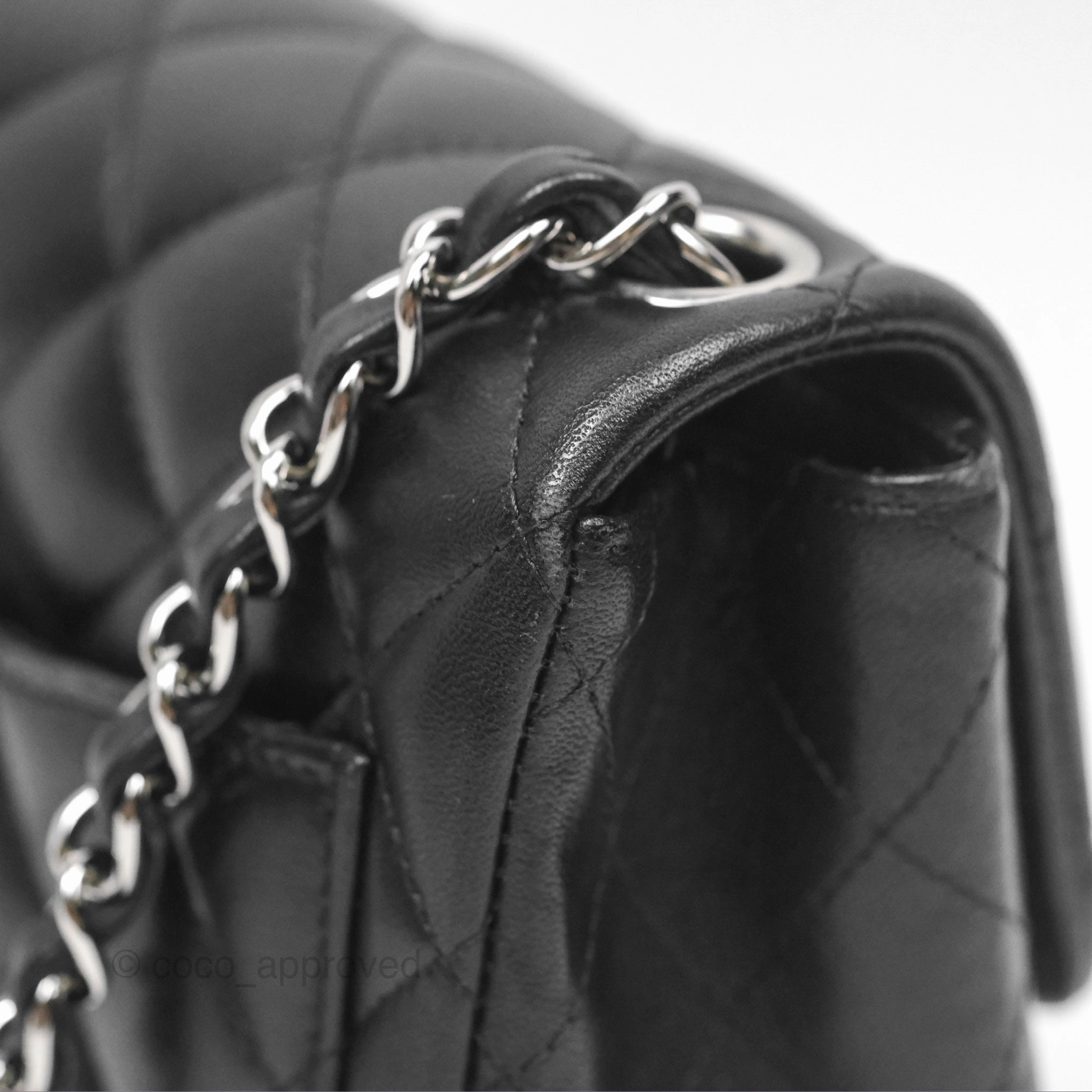 Chanel Mini Square Flap Quilted Black Lambskin Silver Hardware