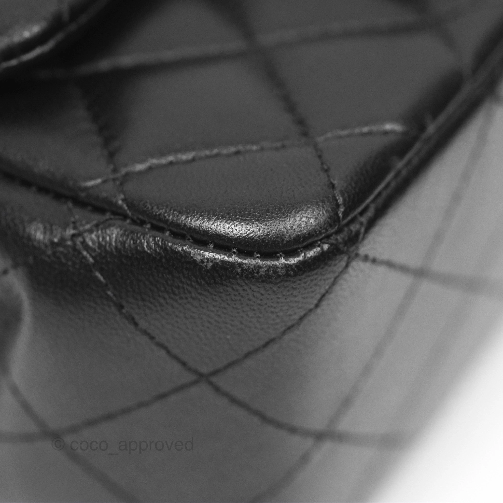 Chanel Mini Square Flap Quilted Black Lambskin Silver Hardware