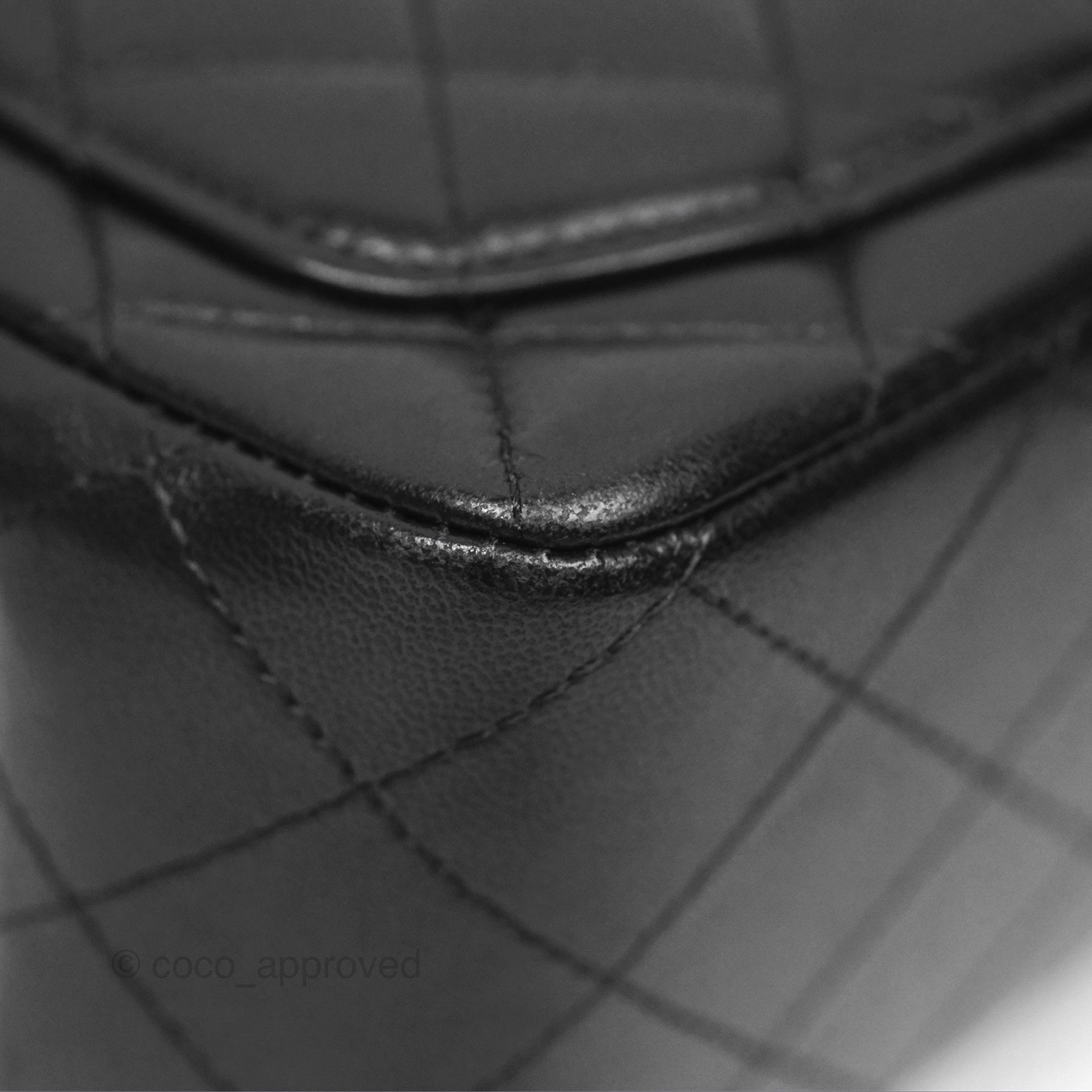 Chanel Mini Square Flap Quilted Black Lambskin Silver Hardware