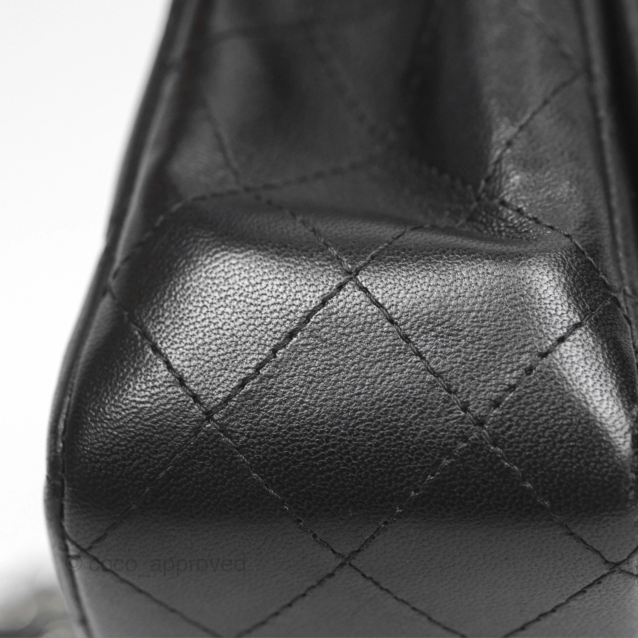 Chanel Mini Square Flap Quilted Black Lambskin Silver Hardware
