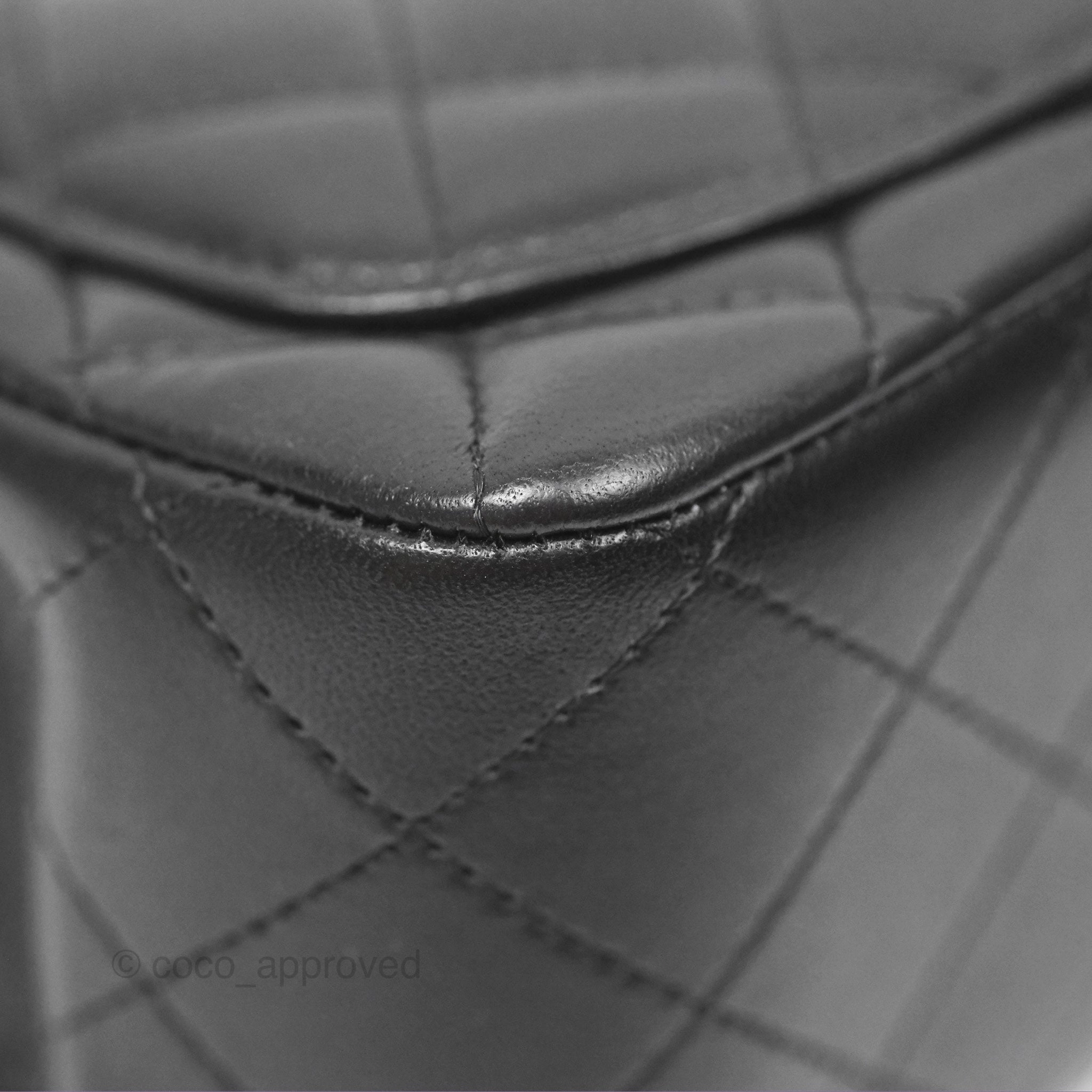 Chanel Mini Square Flap Quilted Black Lambskin Silver Hardware