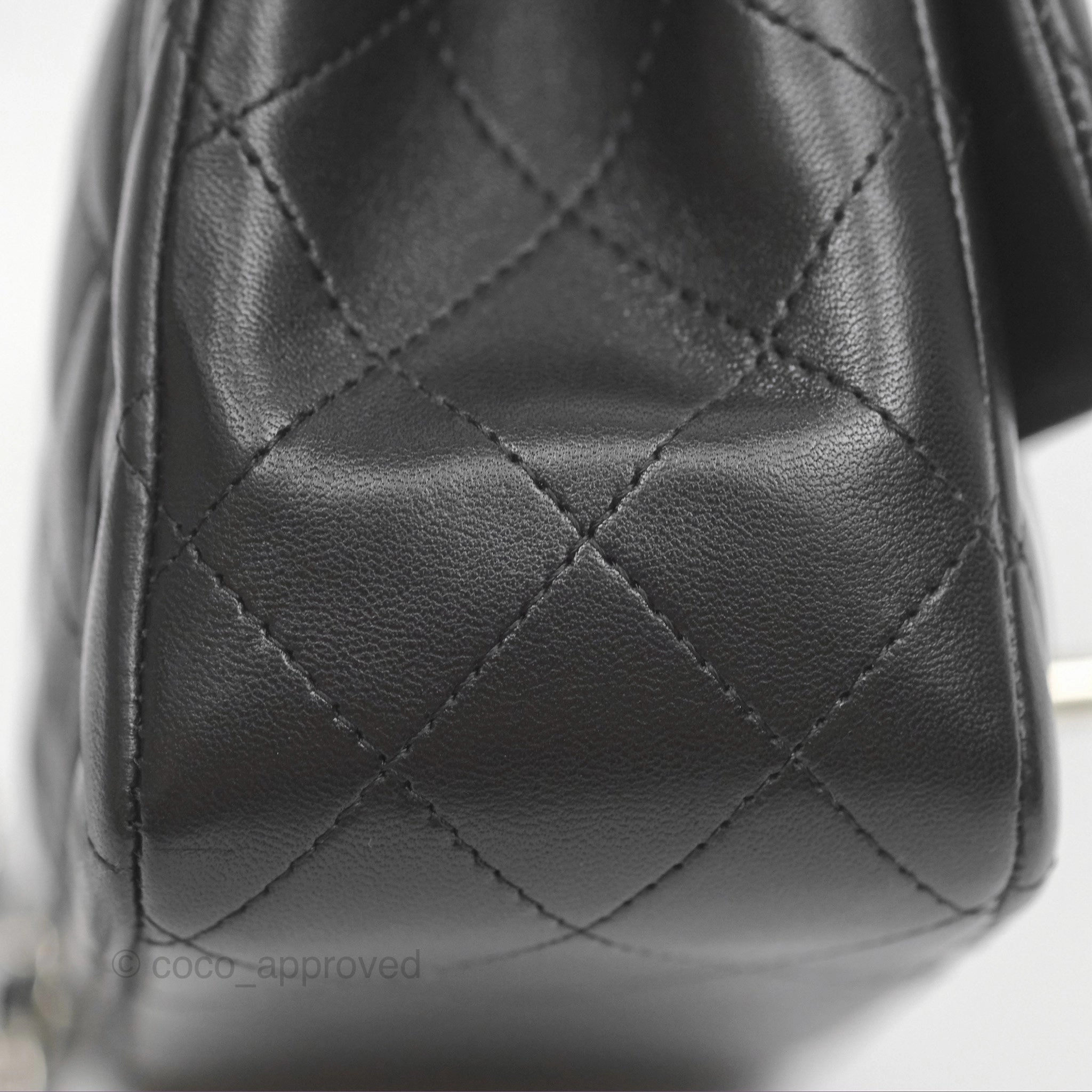 Chanel Mini Square Flap Quilted Black Lambskin Silver Hardware