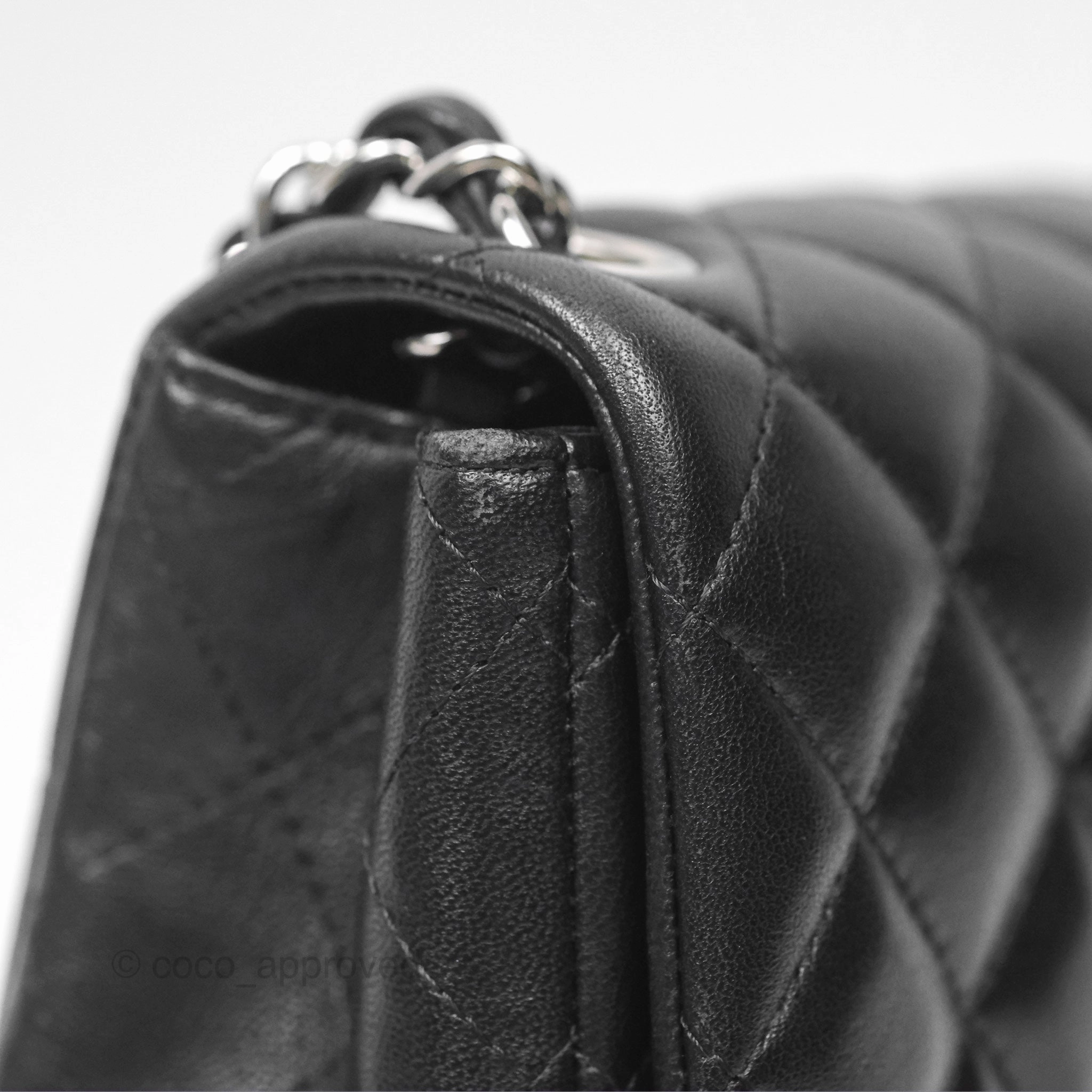 Chanel Mini Square Flap Quilted Black Lambskin Silver Hardware