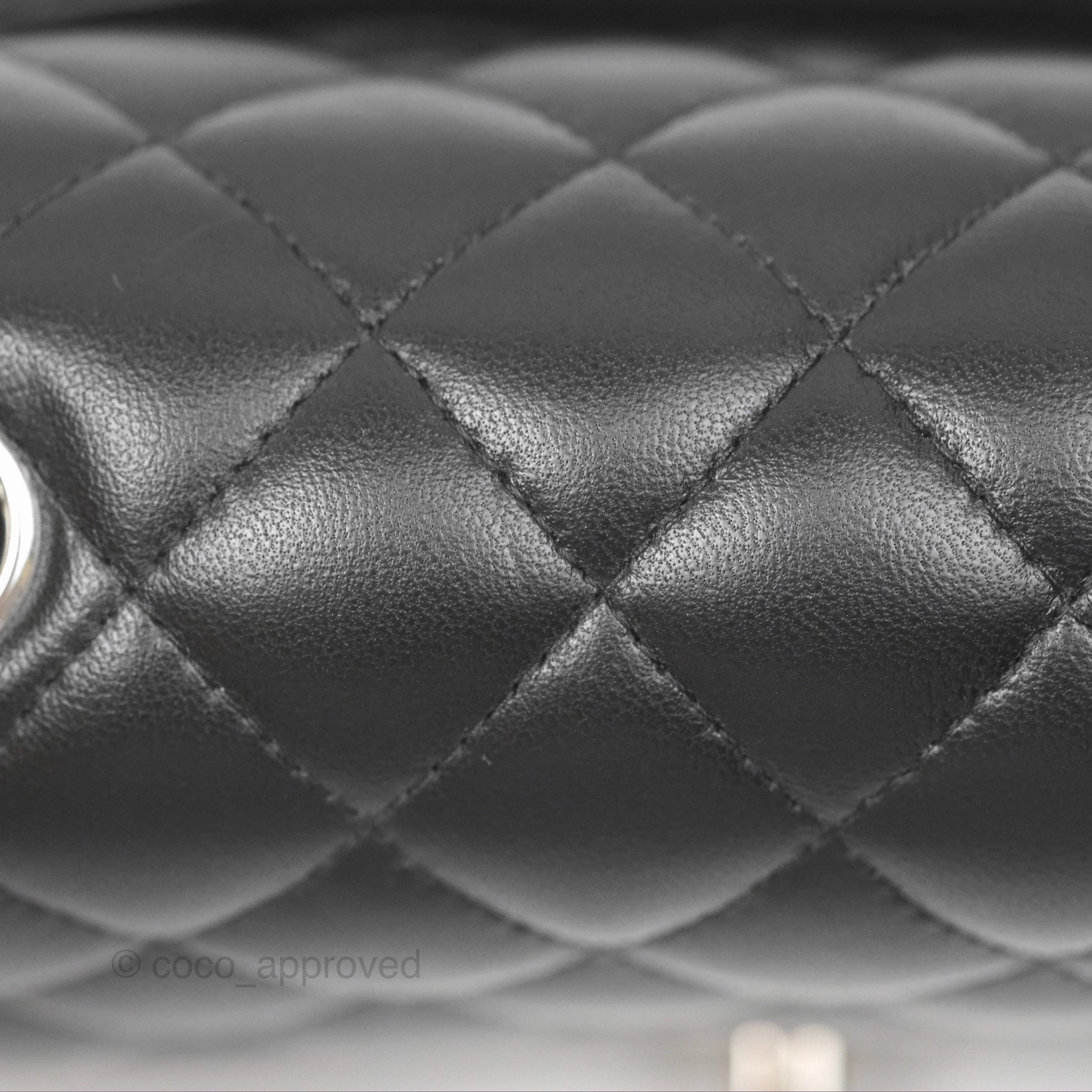 Chanel Mini Square Flap Quilted Black Lambskin Silver Hardware