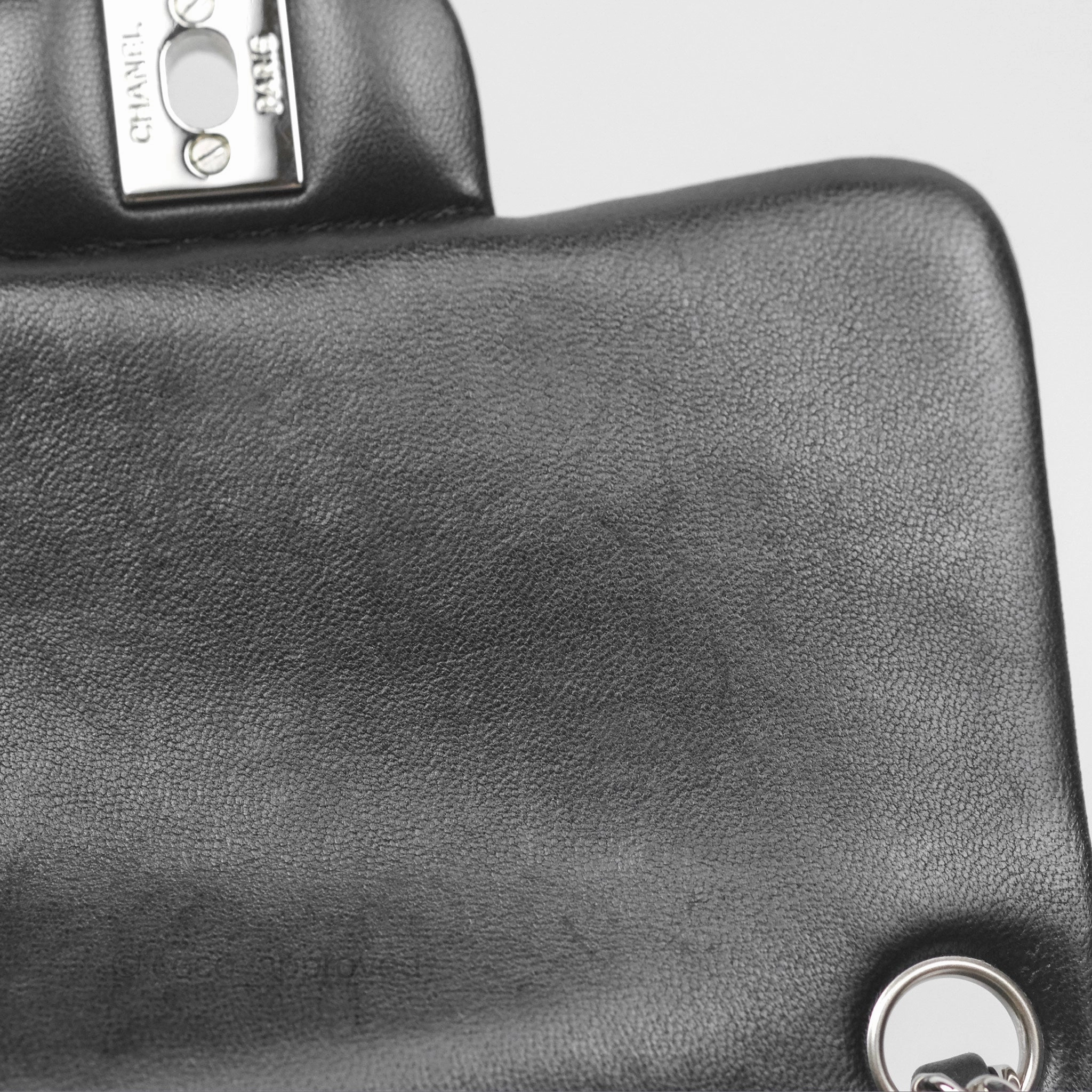 Chanel Mini Square Flap Quilted Black Lambskin Silver Hardware