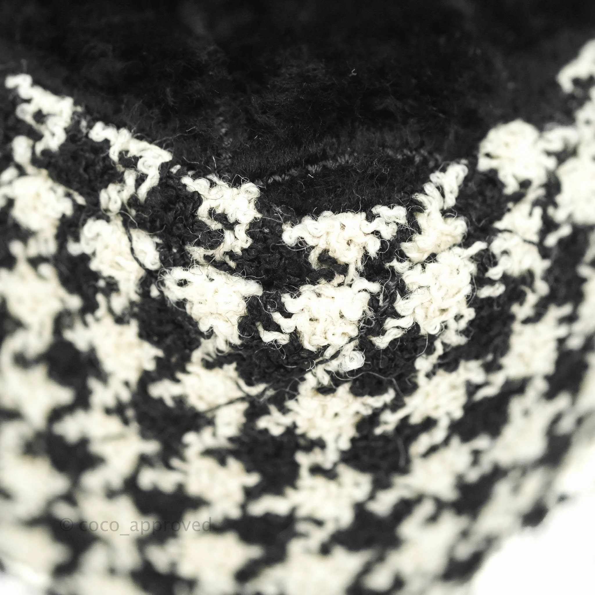 Chanel Mini Square Flap Shearling & Tweed Black & White Aged Gold Hardware 20A