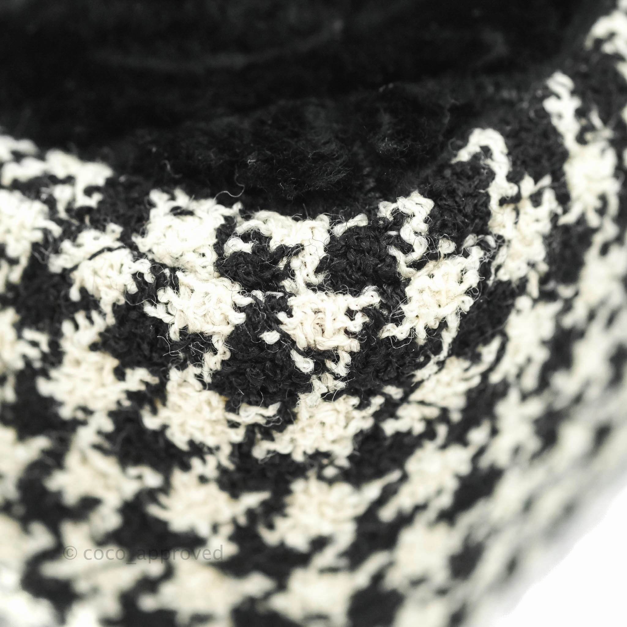 Chanel Mini Square Flap Shearling & Tweed Black & White Aged Gold Hardware 20A