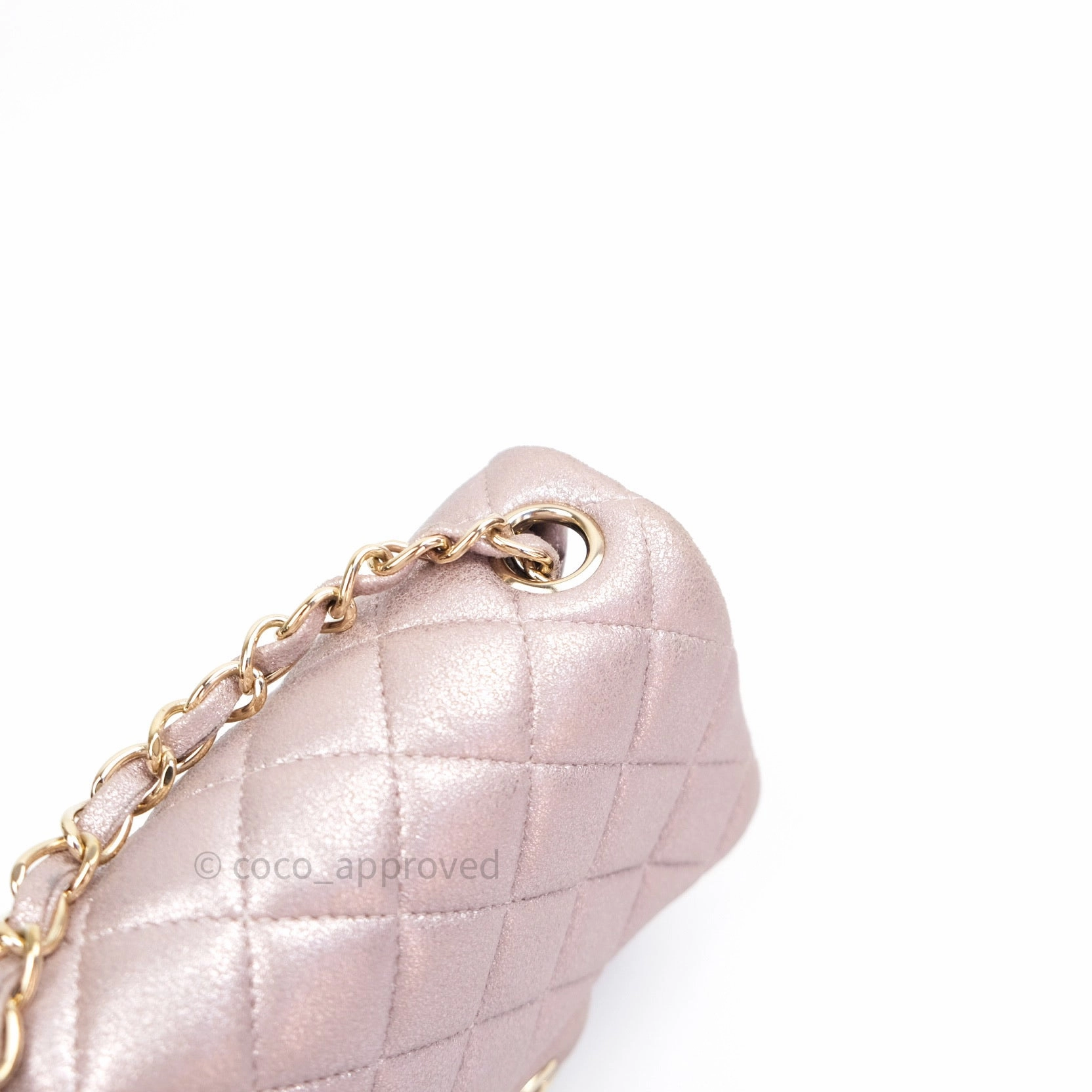 Chanel Mini Square Metallic Rose Gold Goatskin Gold Hardware 14B