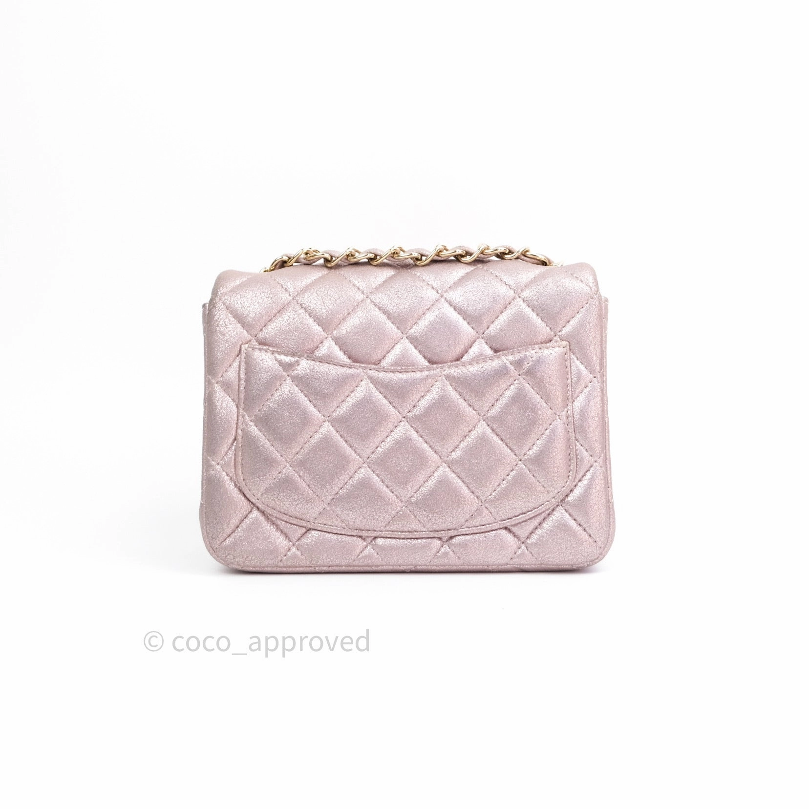 Chanel Mini Square Metallic Rose Gold Goatskin Gold Hardware 14B