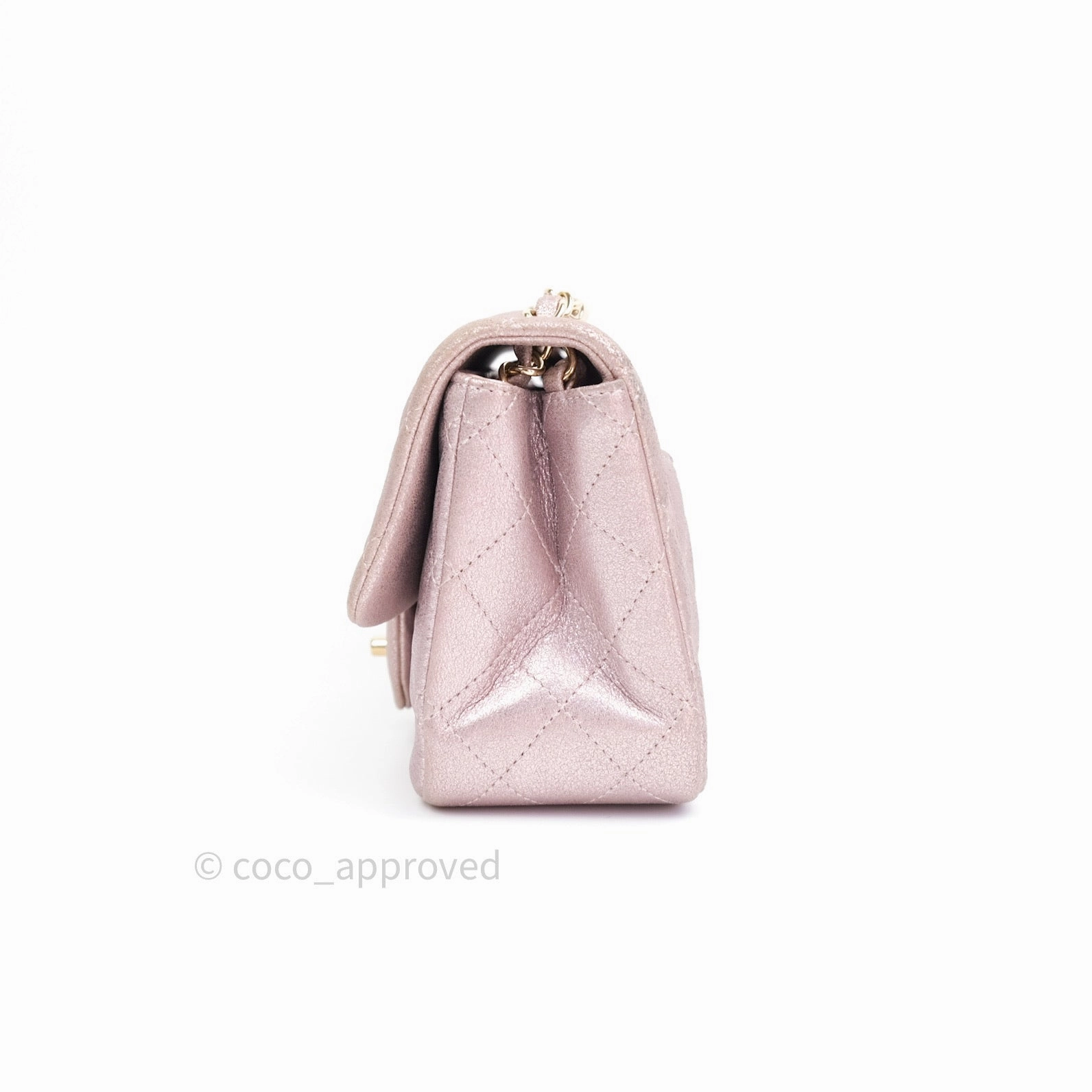 Chanel Mini Square Metallic Rose Gold Goatskin Gold Hardware 14B