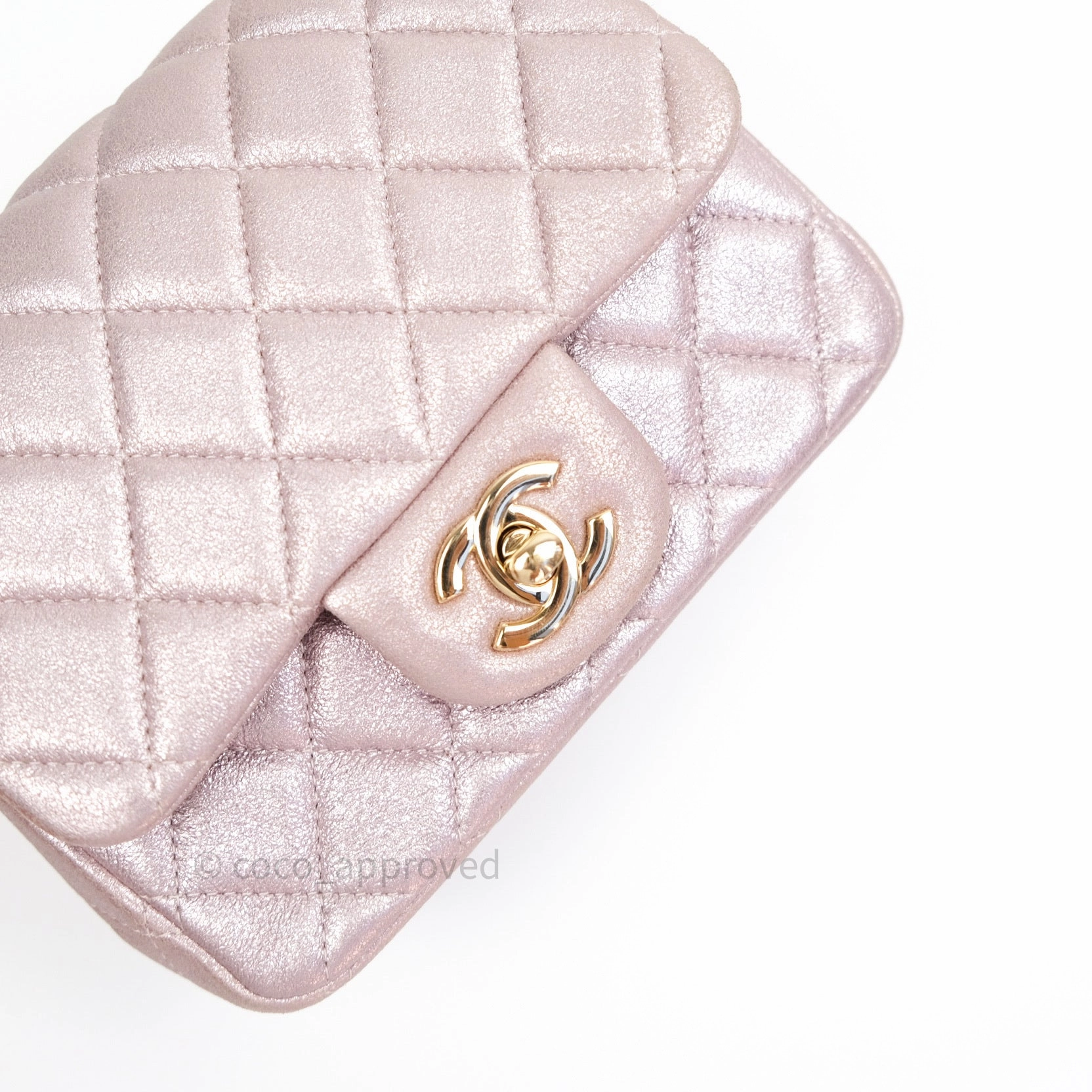 Chanel Mini Square Metallic Rose Gold Goatskin Gold Hardware 14B