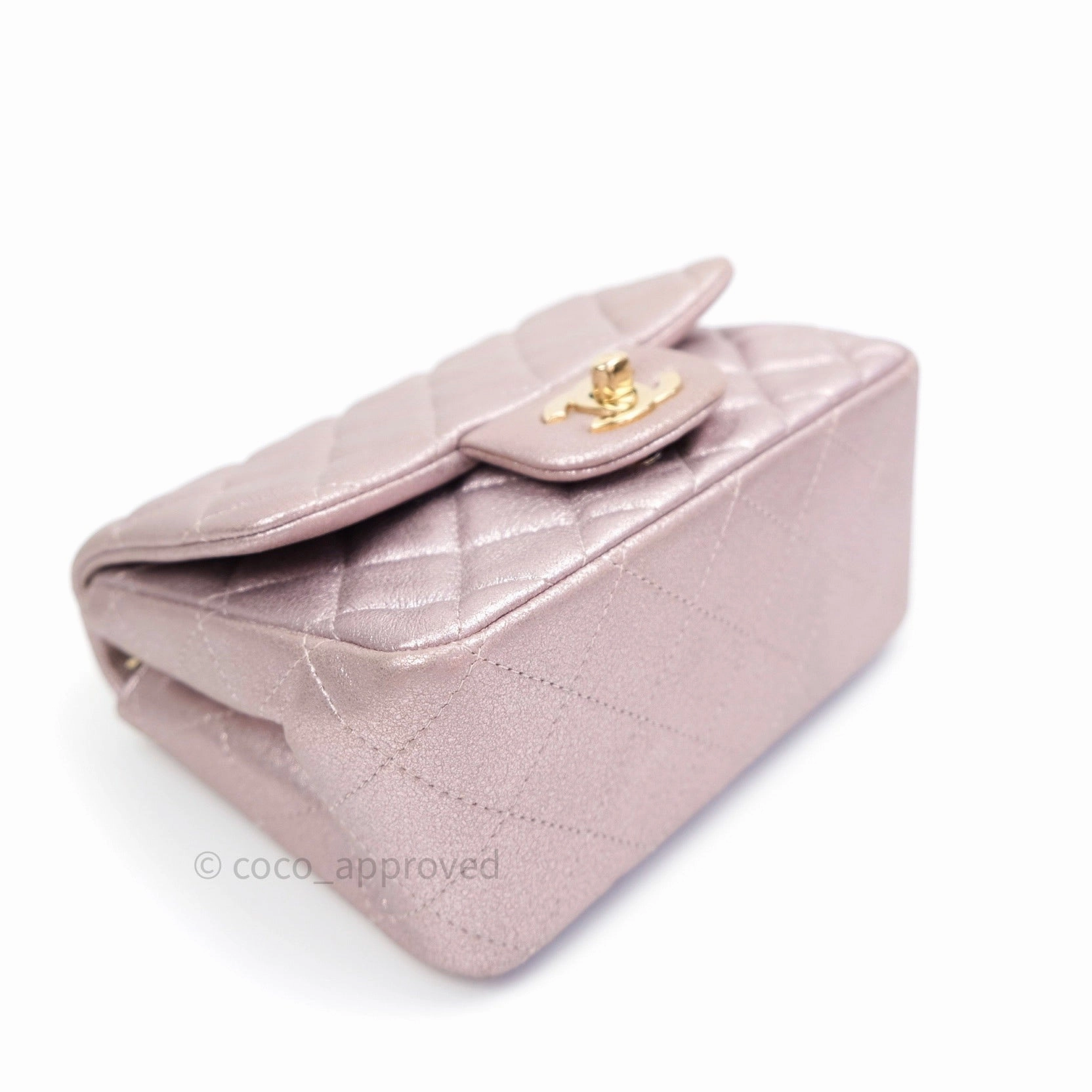 Chanel Mini Square Metallic Rose Gold Goatskin Gold Hardware 14B