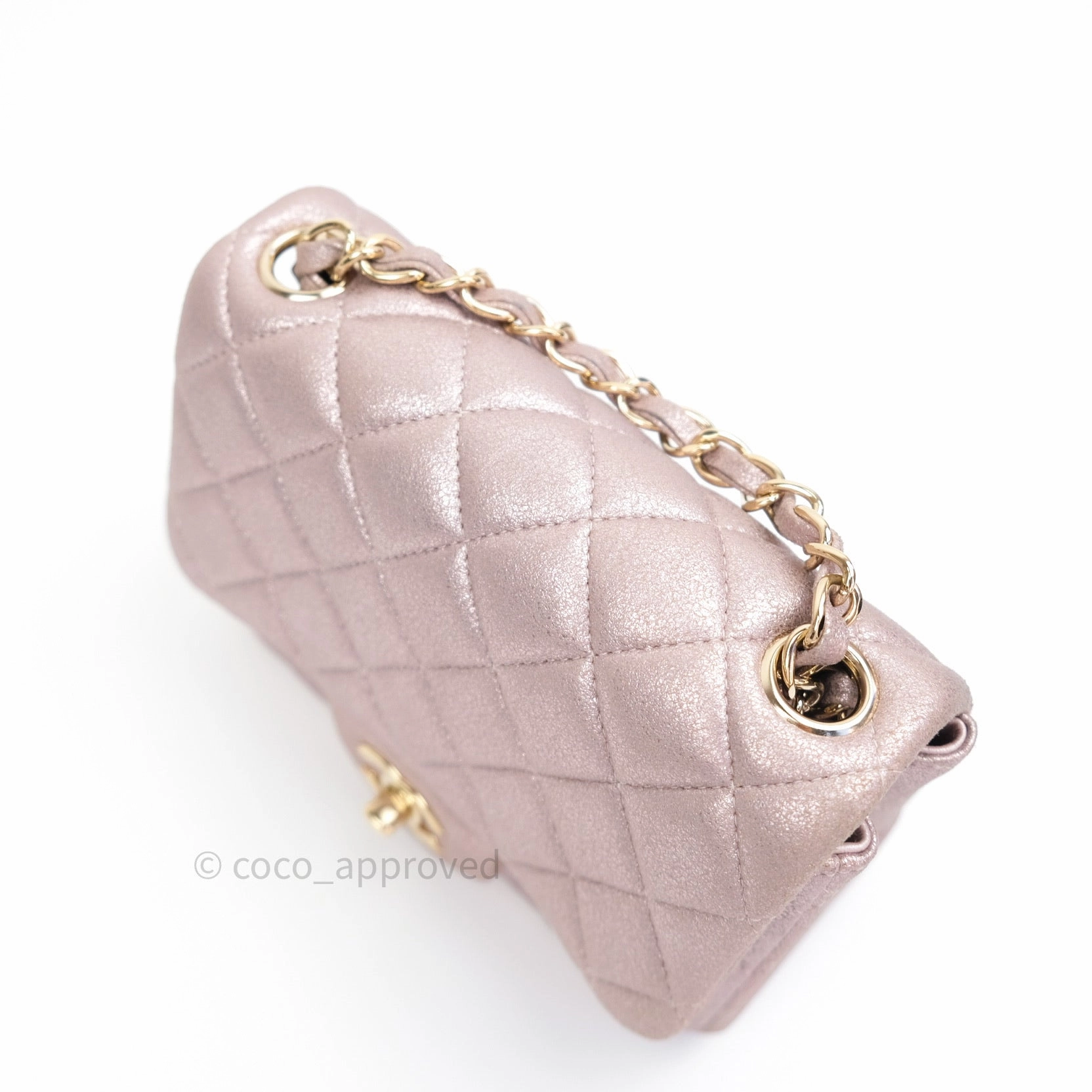 Chanel Mini Square Metallic Rose Gold Goatskin Gold Hardware 14B