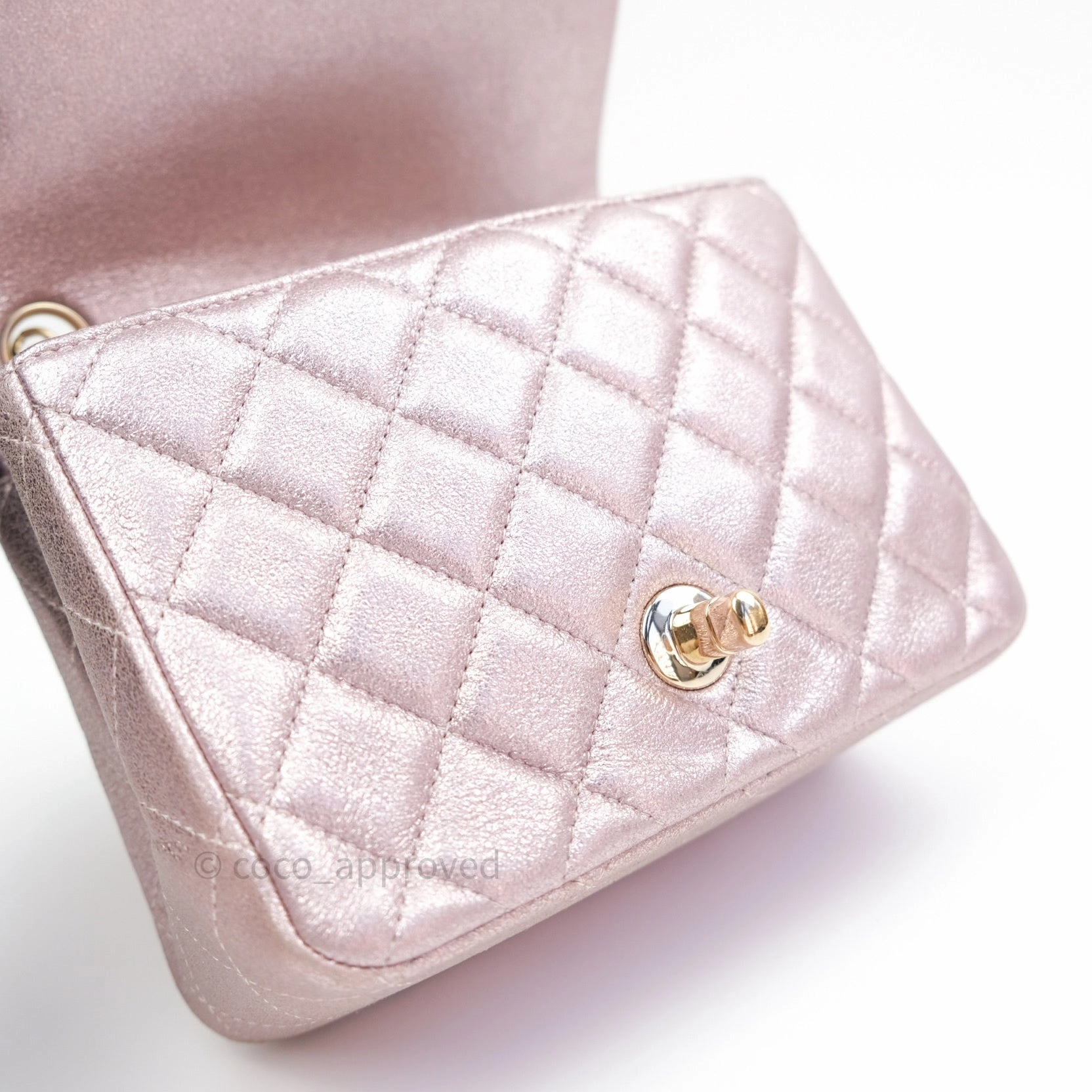Chanel Mini Square Metallic Rose Gold Goatskin Gold Hardware 14B