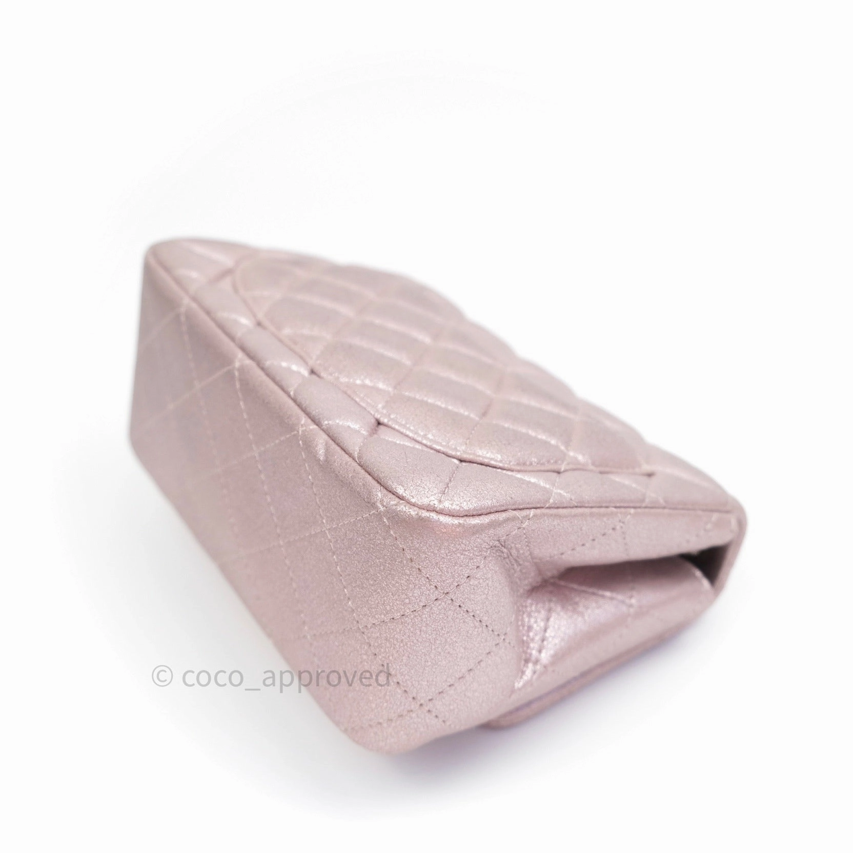 Chanel Mini Square Metallic Rose Gold Goatskin Gold Hardware 14B