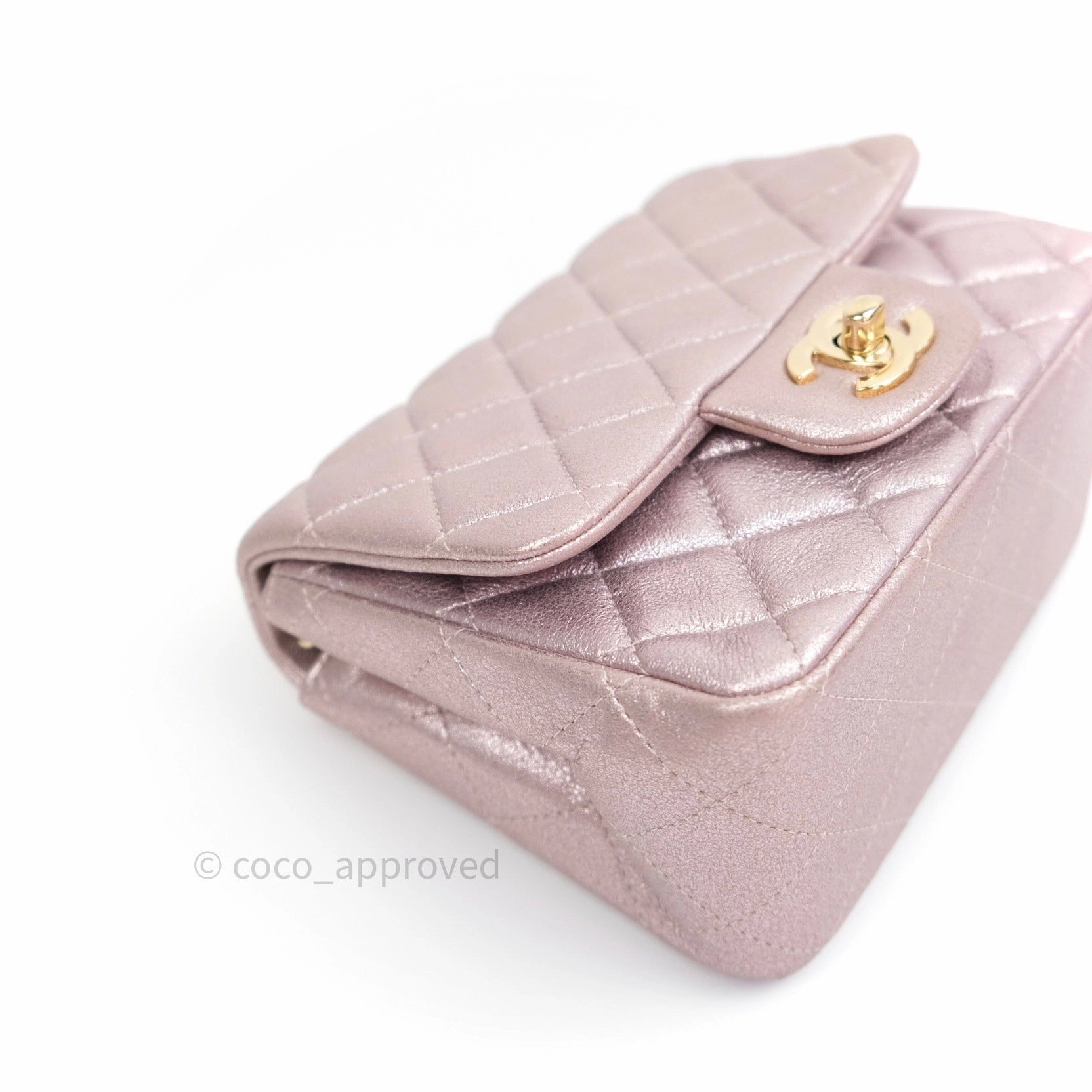 Chanel Mini Square Metallic Rose Gold Goatskin Gold Hardware 14B