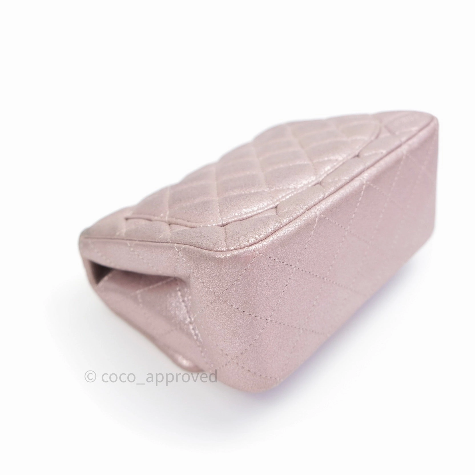 Chanel Mini Square Metallic Rose Gold Goatskin Gold Hardware 14B