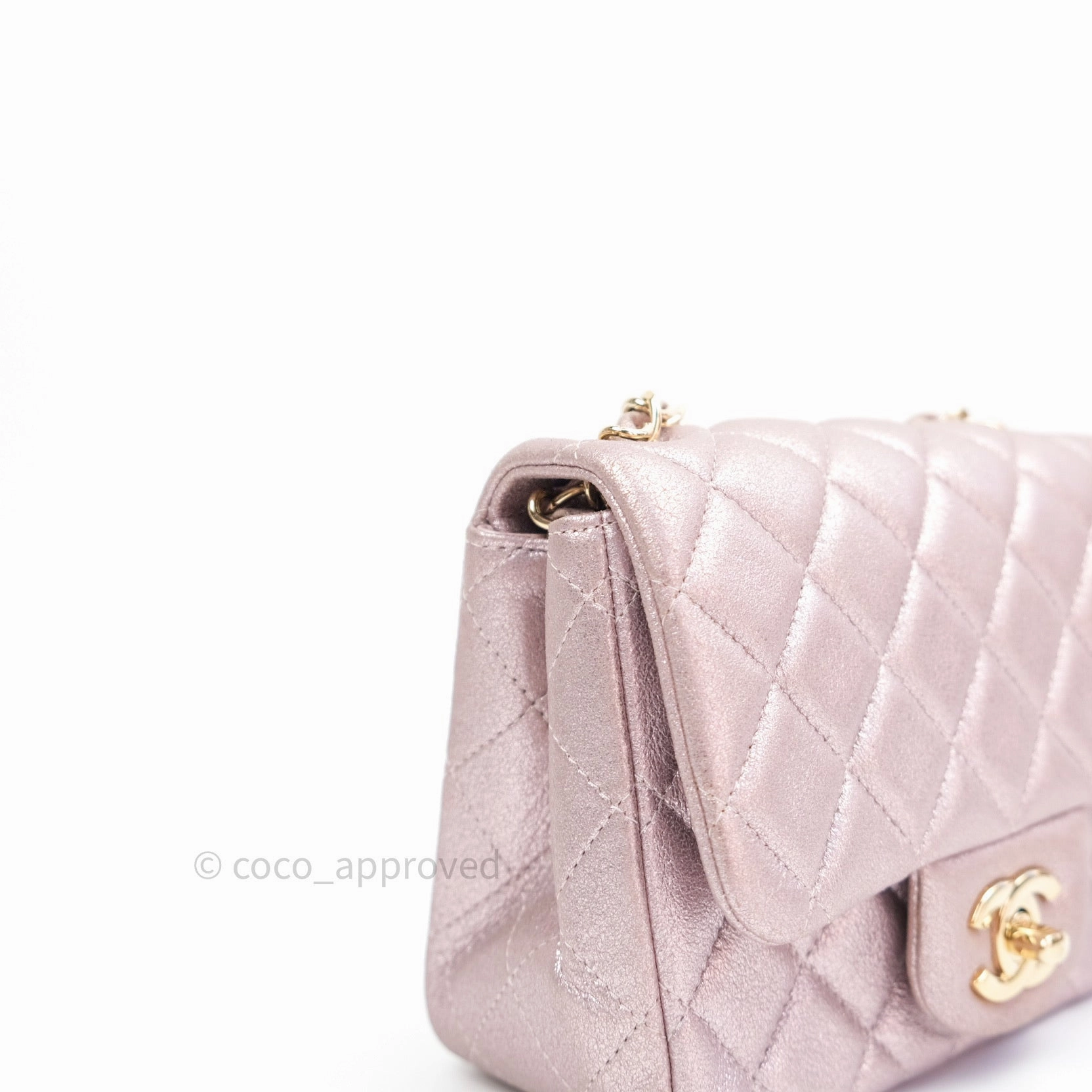 Chanel Mini Square Metallic Rose Gold Goatskin Gold Hardware 14B