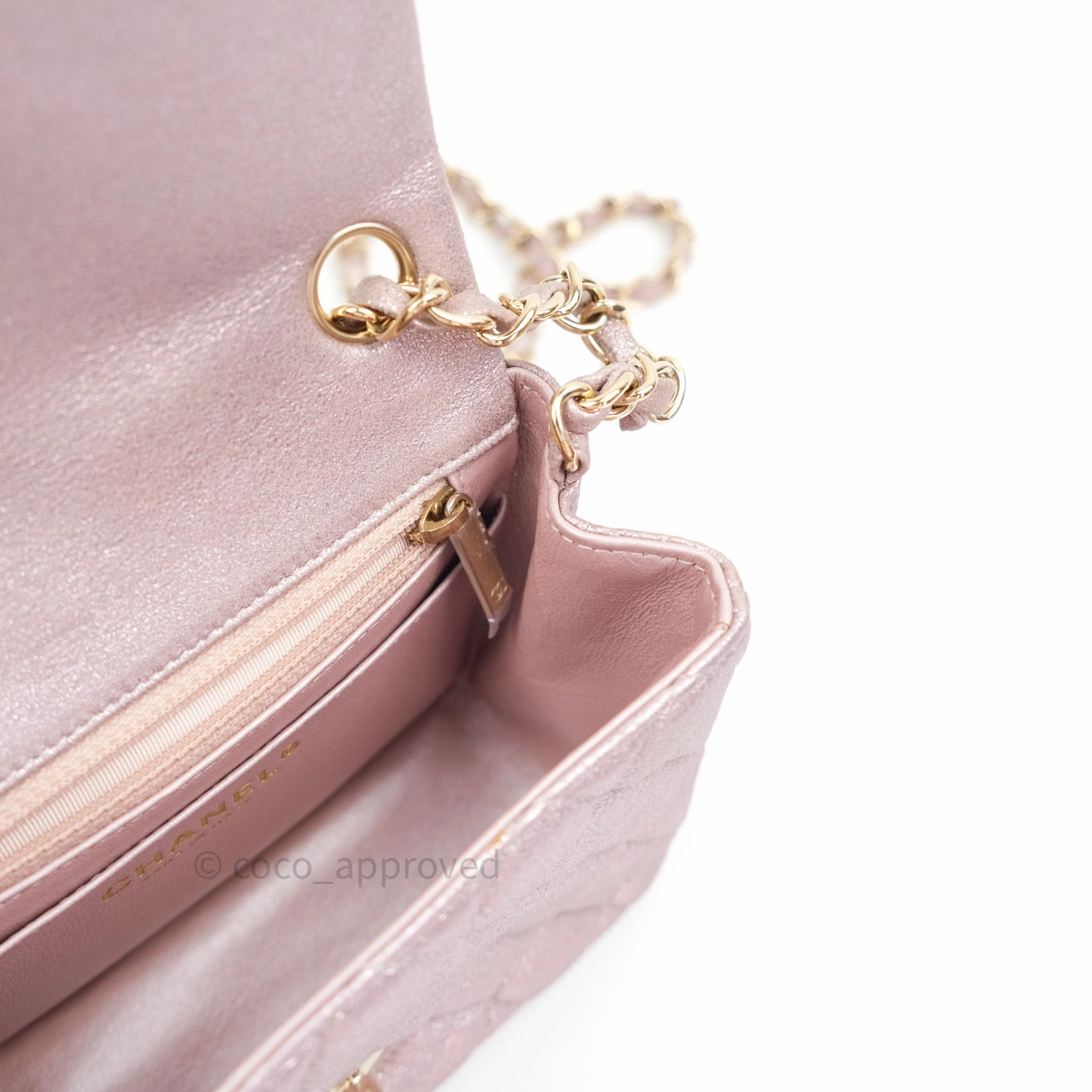 Chanel Mini Square Metallic Rose Gold Goatskin Gold Hardware 14B