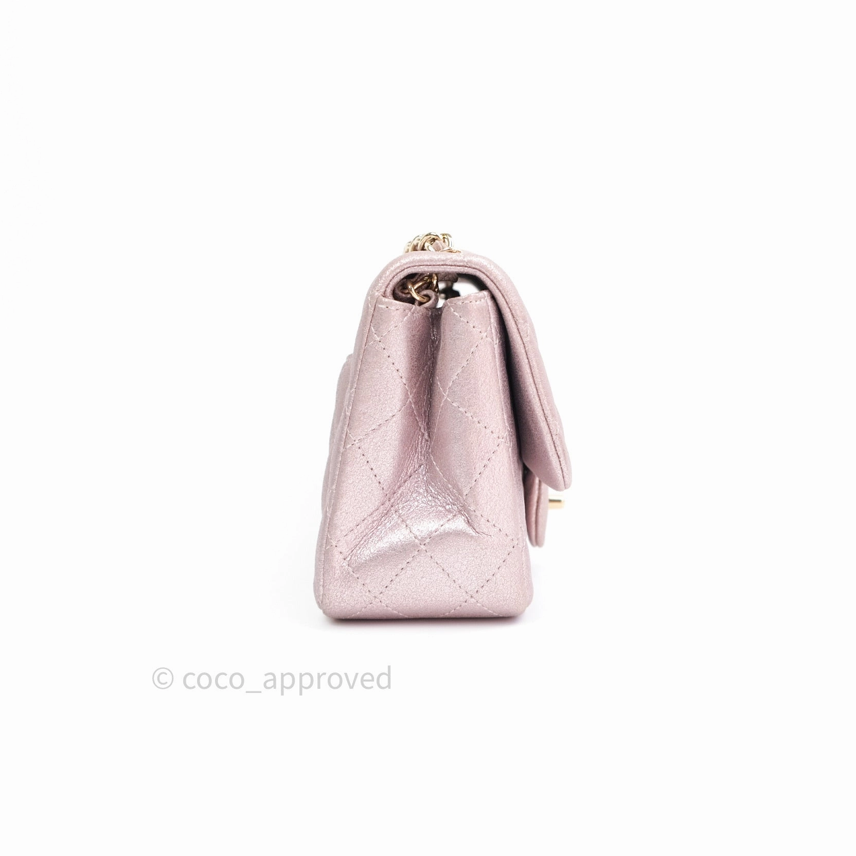 Chanel Mini Square Metallic Rose Gold Goatskin Gold Hardware 14B