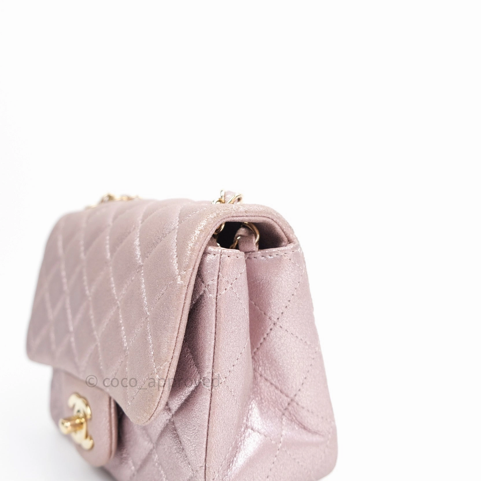 Chanel Mini Square Metallic Rose Gold Goatskin Gold Hardware 14B