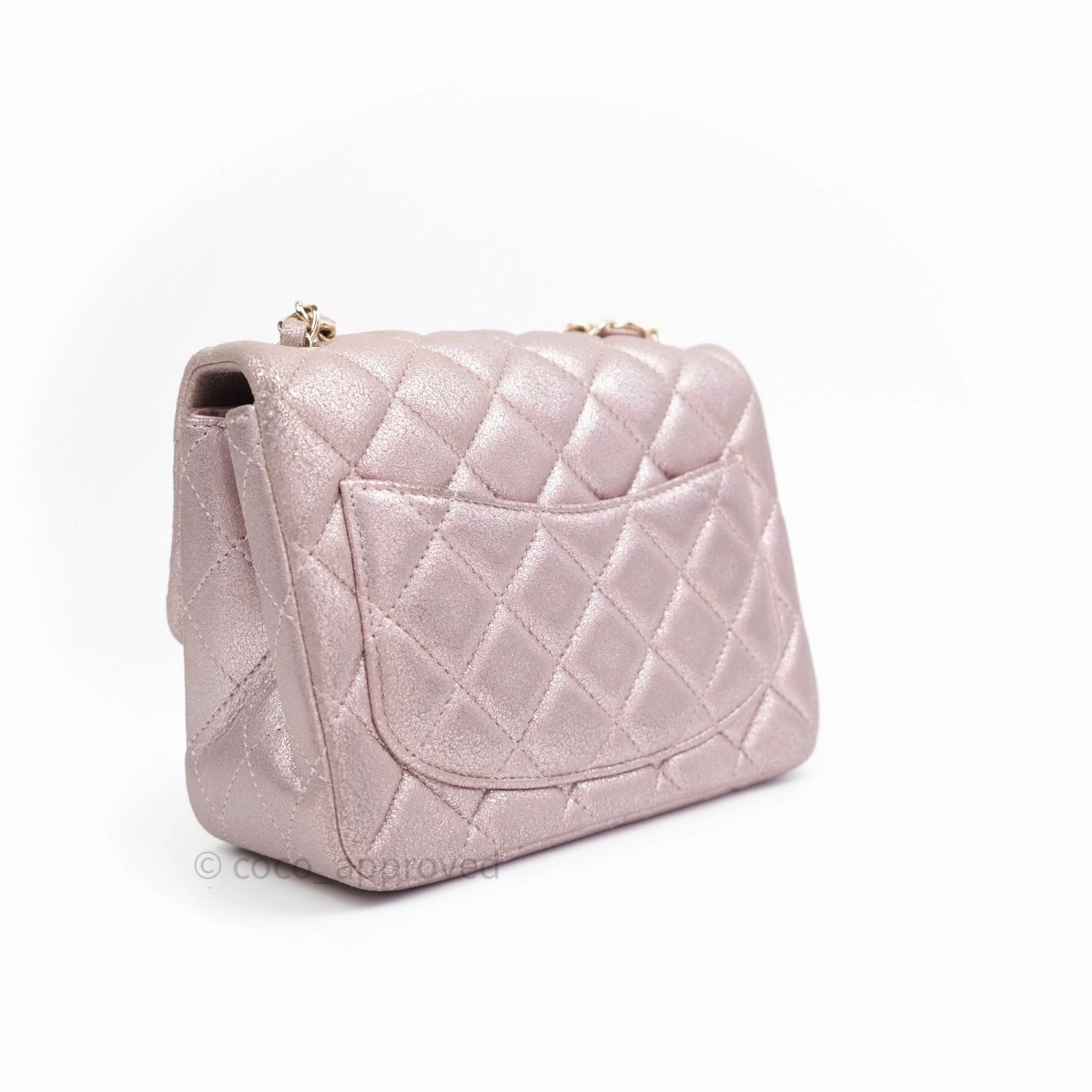 Chanel Mini Square Metallic Rose Gold Goatskin Gold Hardware 14B