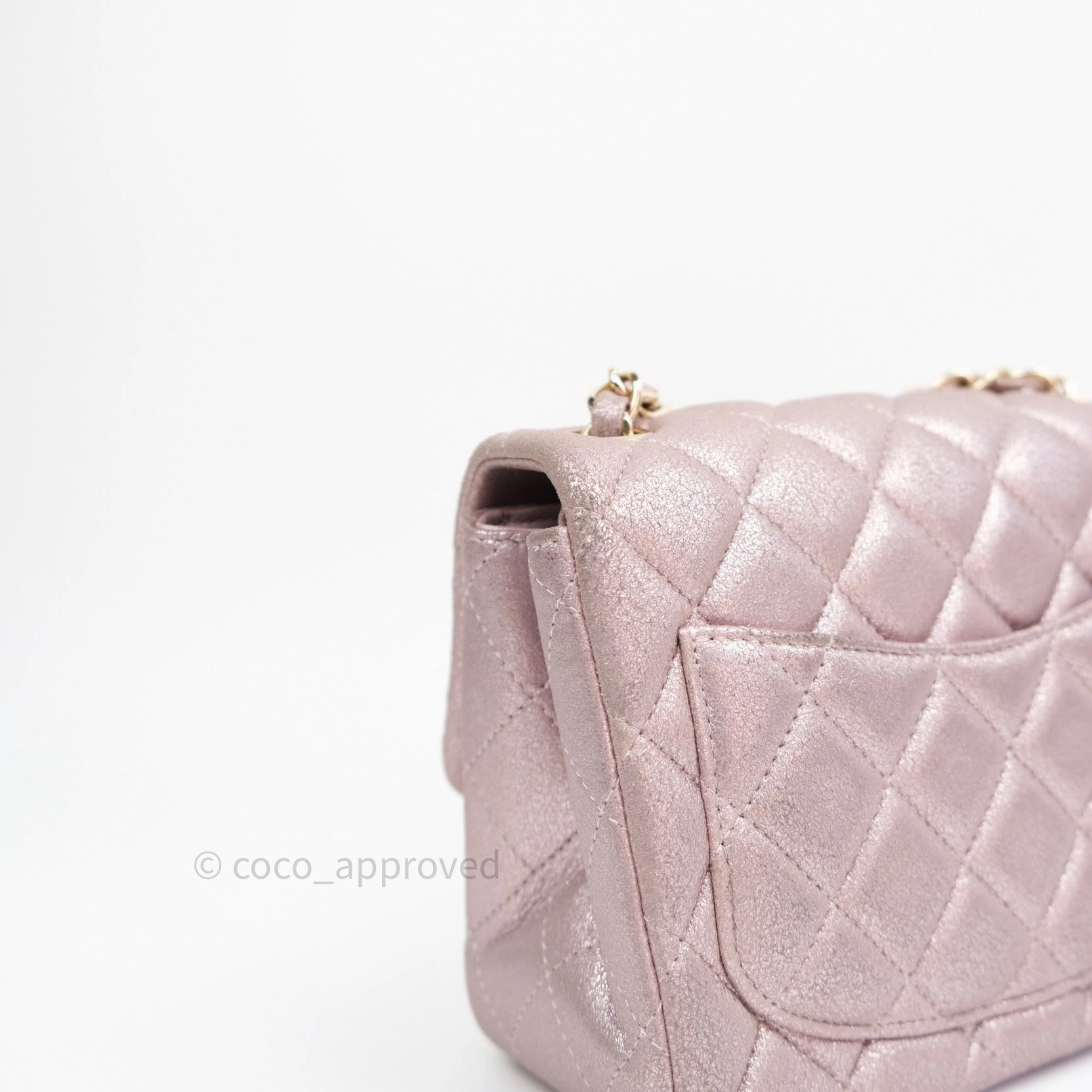 Chanel Mini Square Metallic Rose Gold Goatskin Gold Hardware 14B