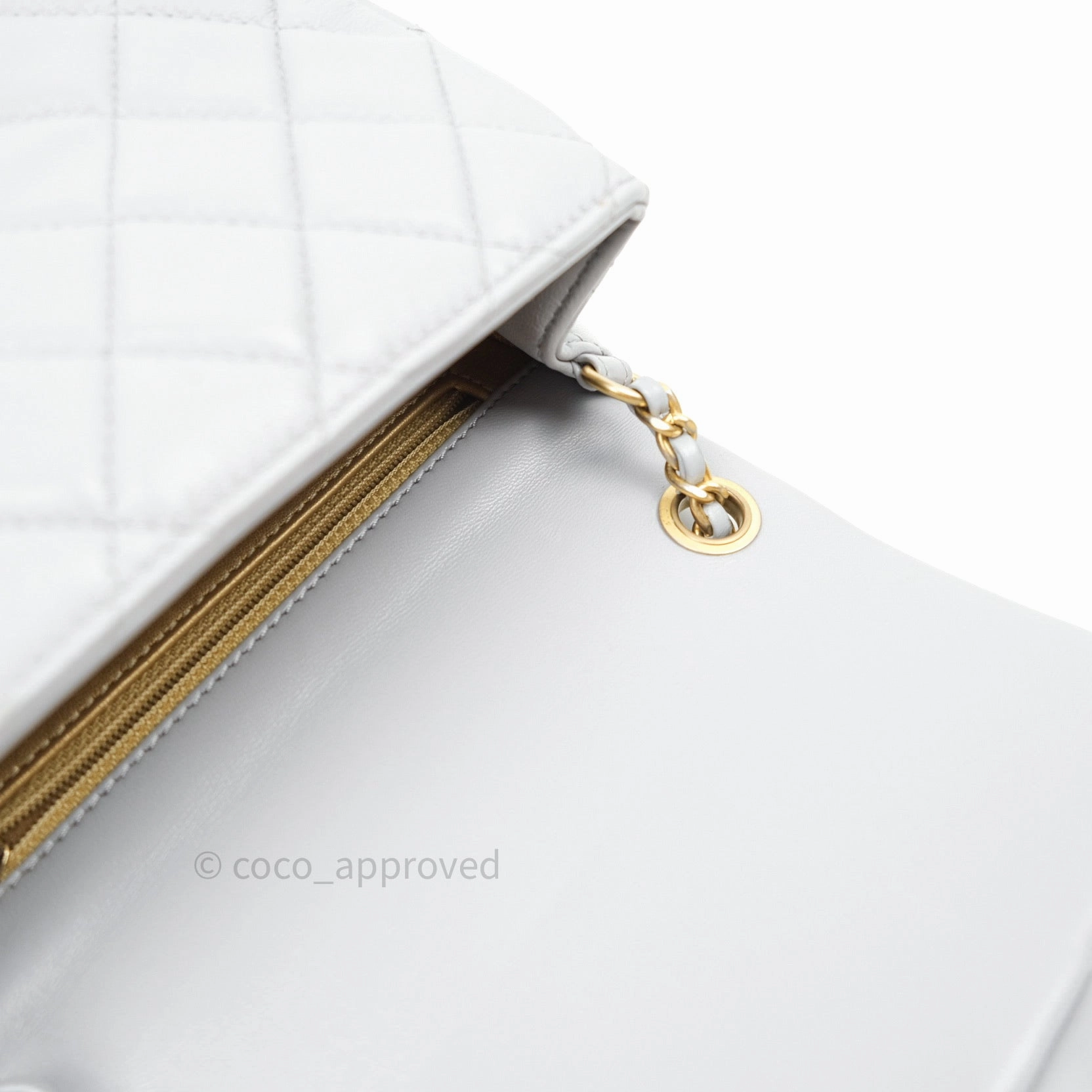 Chanel Mini Square Pearl Crush Quilted Grey Lambskin Gold Hardware