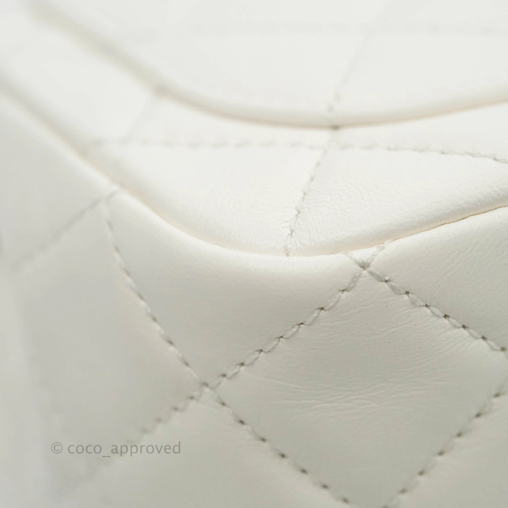 Chanel Mini Square Pearl Crush Quilted White Lambskin Gold Hardware