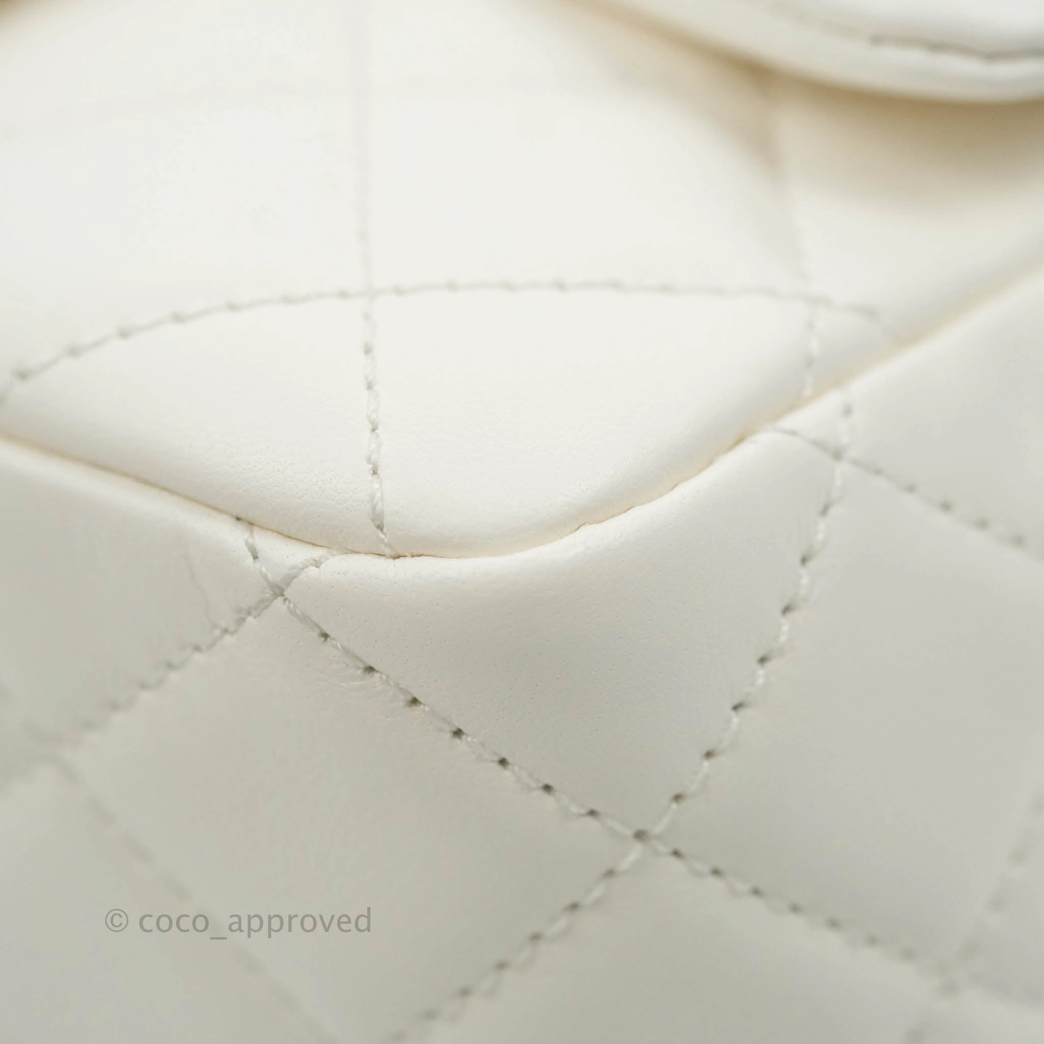 Chanel Mini Square Pearl Crush Quilted White Lambskin Gold Hardware