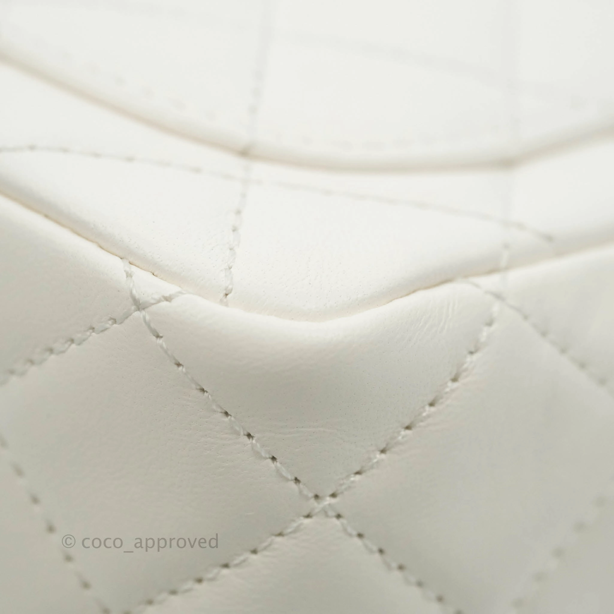 Chanel Mini Square Pearl Crush Quilted White Lambskin Gold Hardware