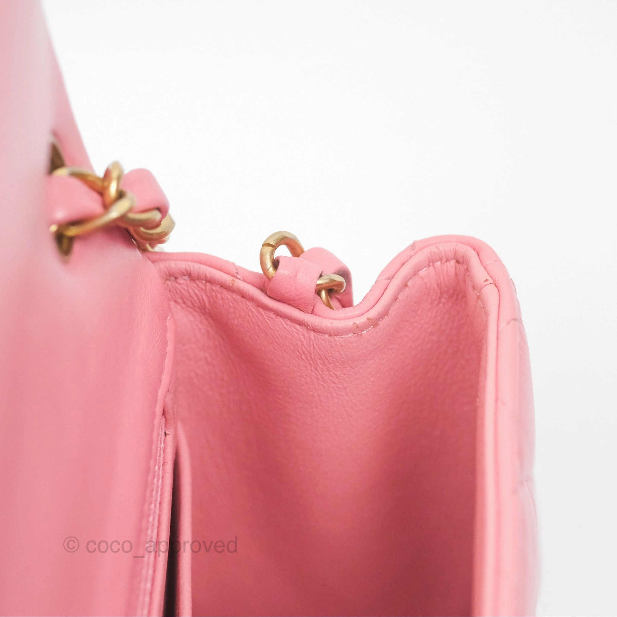 Chanel Mini Square Pink Lambskin Aged Gold Hardware
