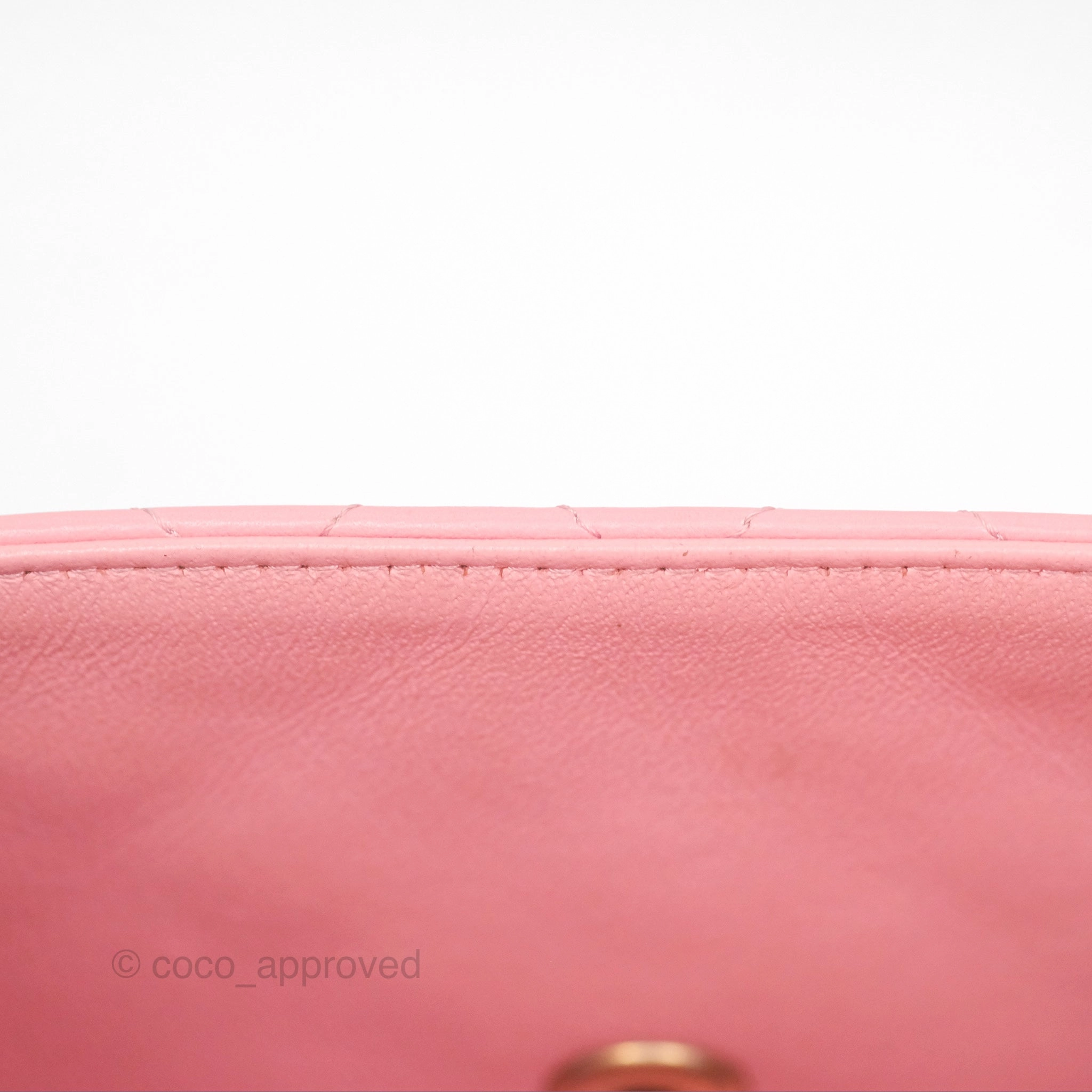 Chanel Mini Square Pink Lambskin Aged Gold Hardware