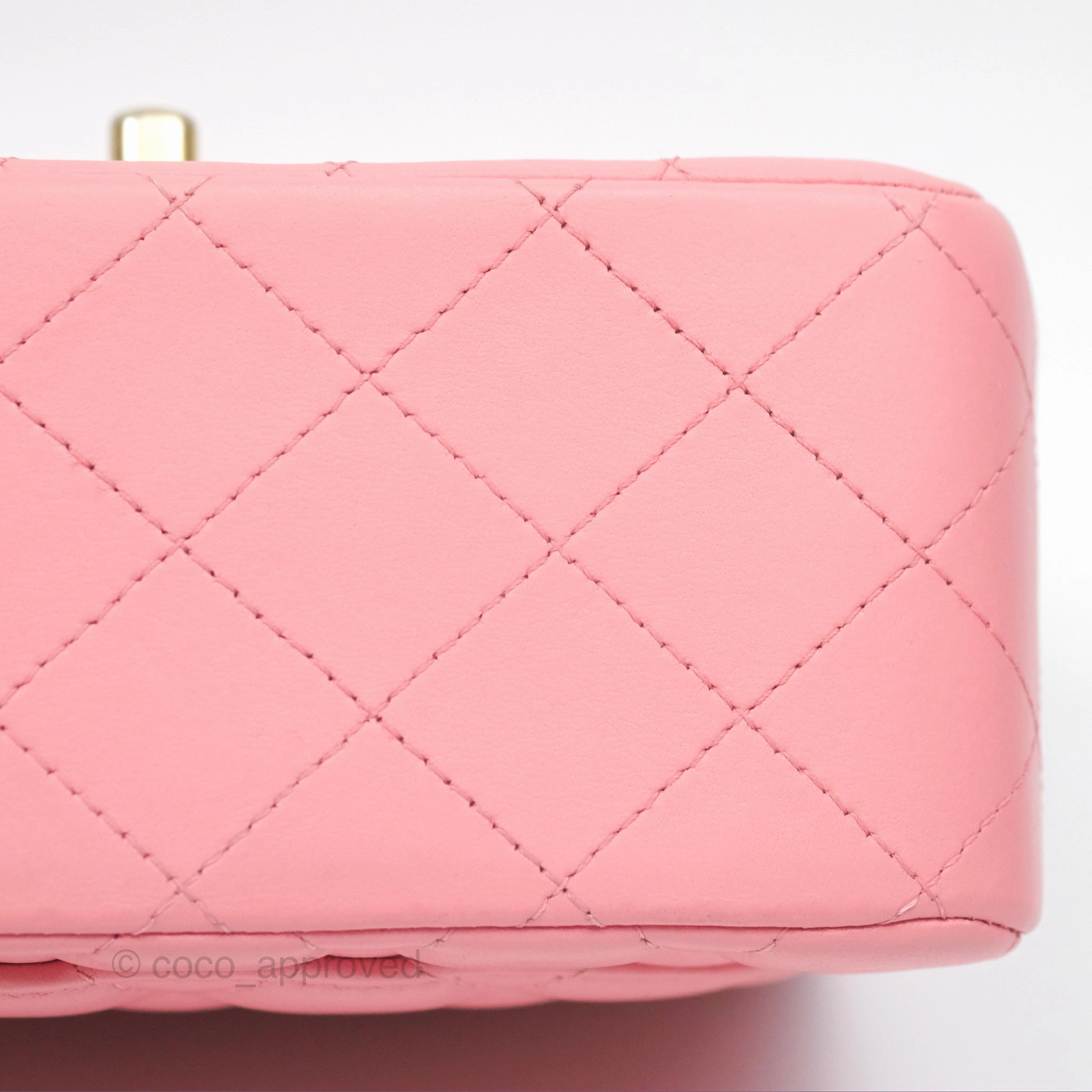 Chanel Mini Square Pink Lambskin Aged Gold Hardware