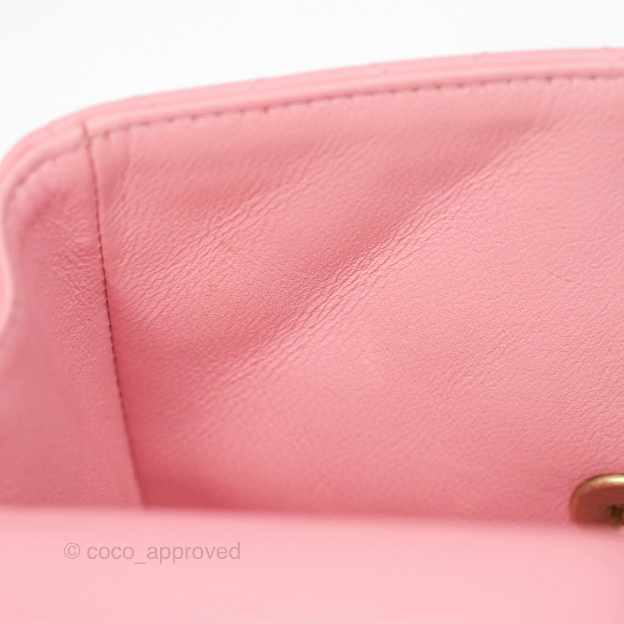 Chanel Mini Square Pink Lambskin Aged Gold Hardware