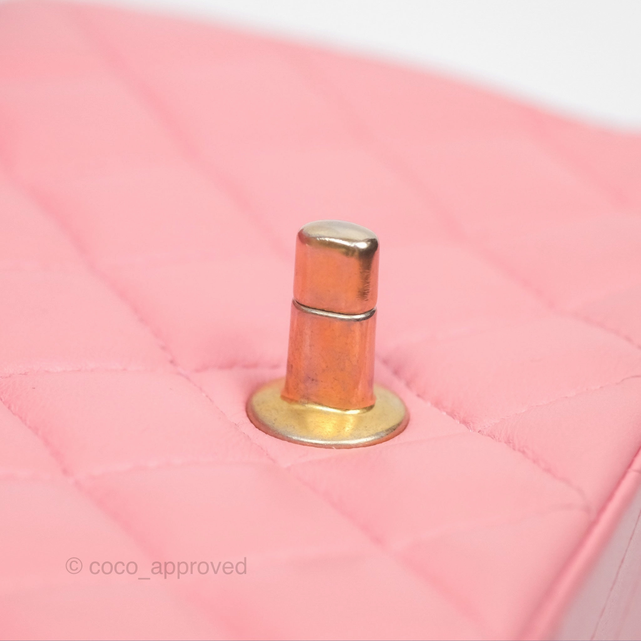 Chanel Mini Square Pink Lambskin Aged Gold Hardware