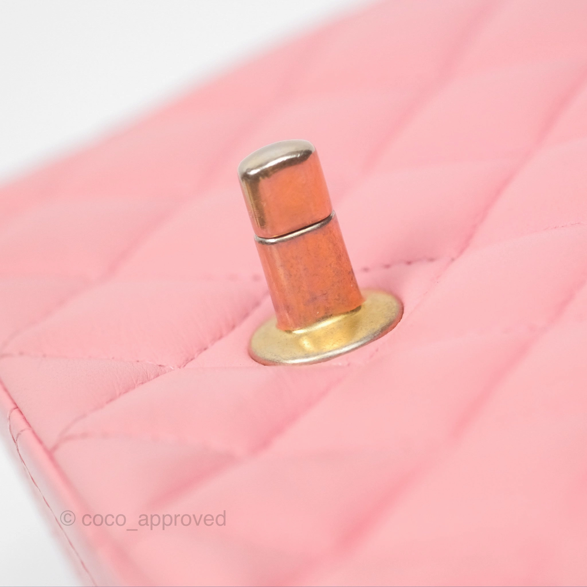 Chanel Mini Square Pink Lambskin Aged Gold Hardware