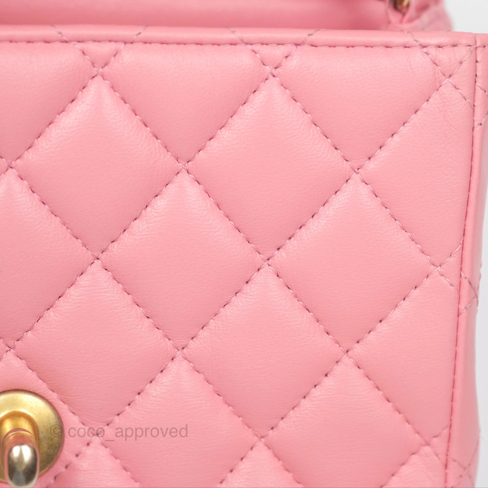 Chanel Mini Square Pink Lambskin Aged Gold Hardware