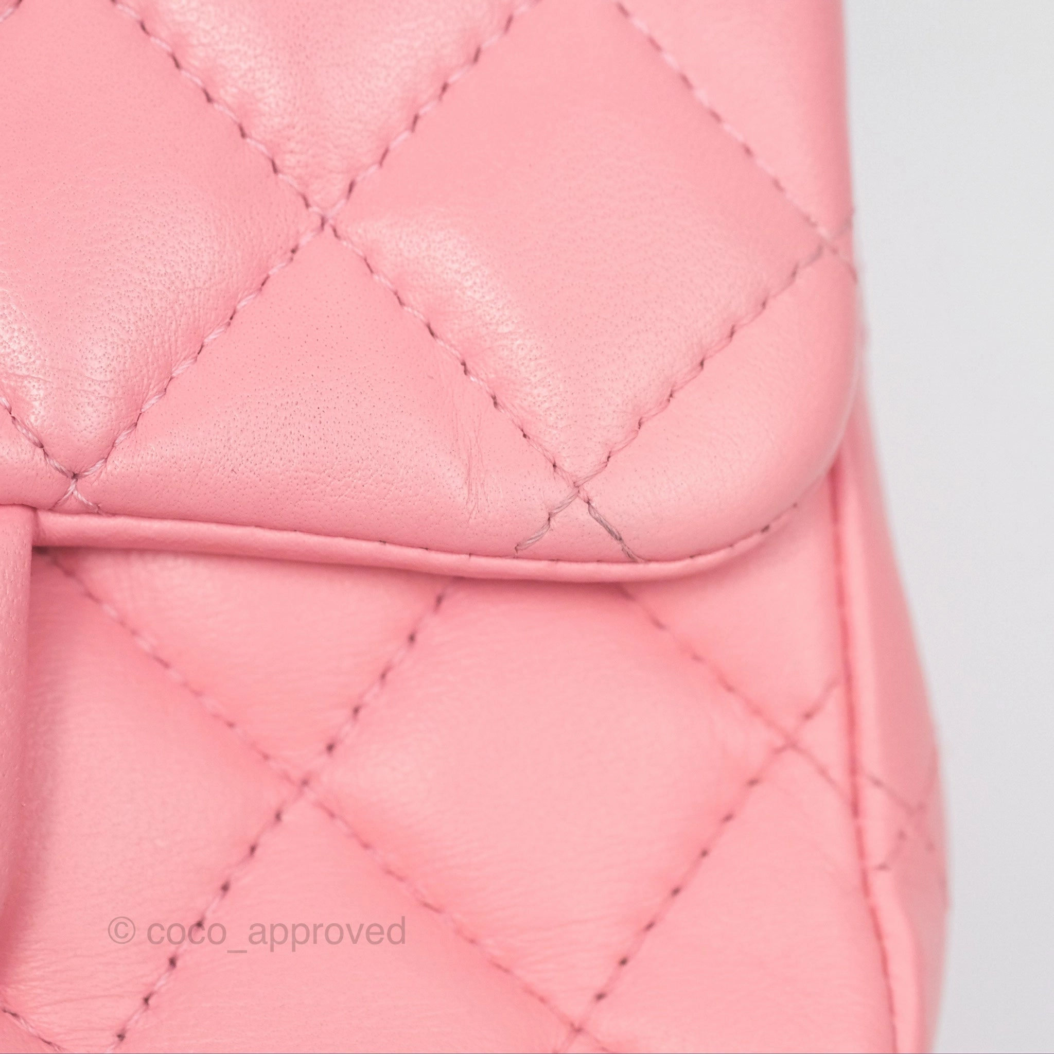 Chanel Mini Square Pink Lambskin Aged Gold Hardware