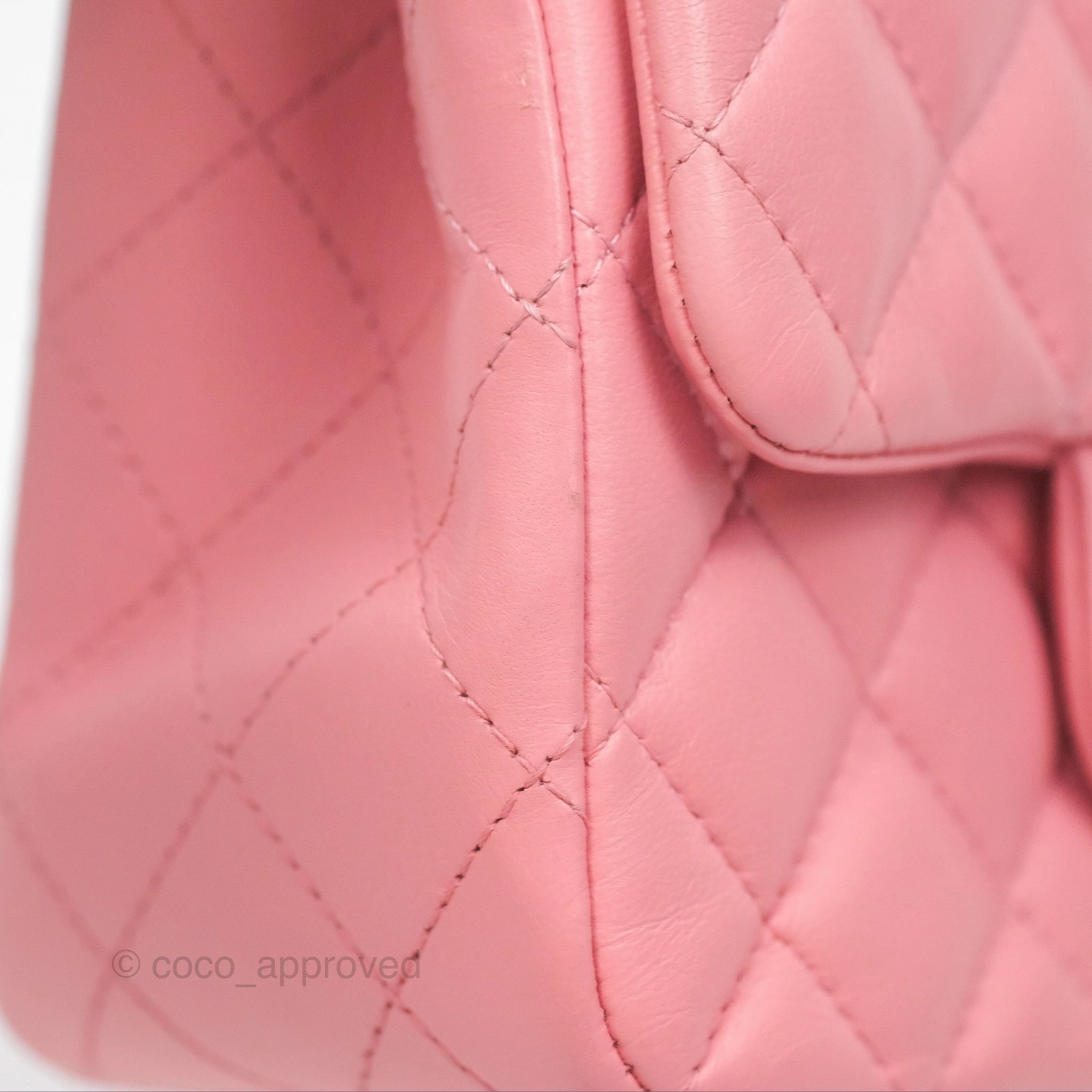 Chanel Mini Square Pink Lambskin Aged Gold Hardware