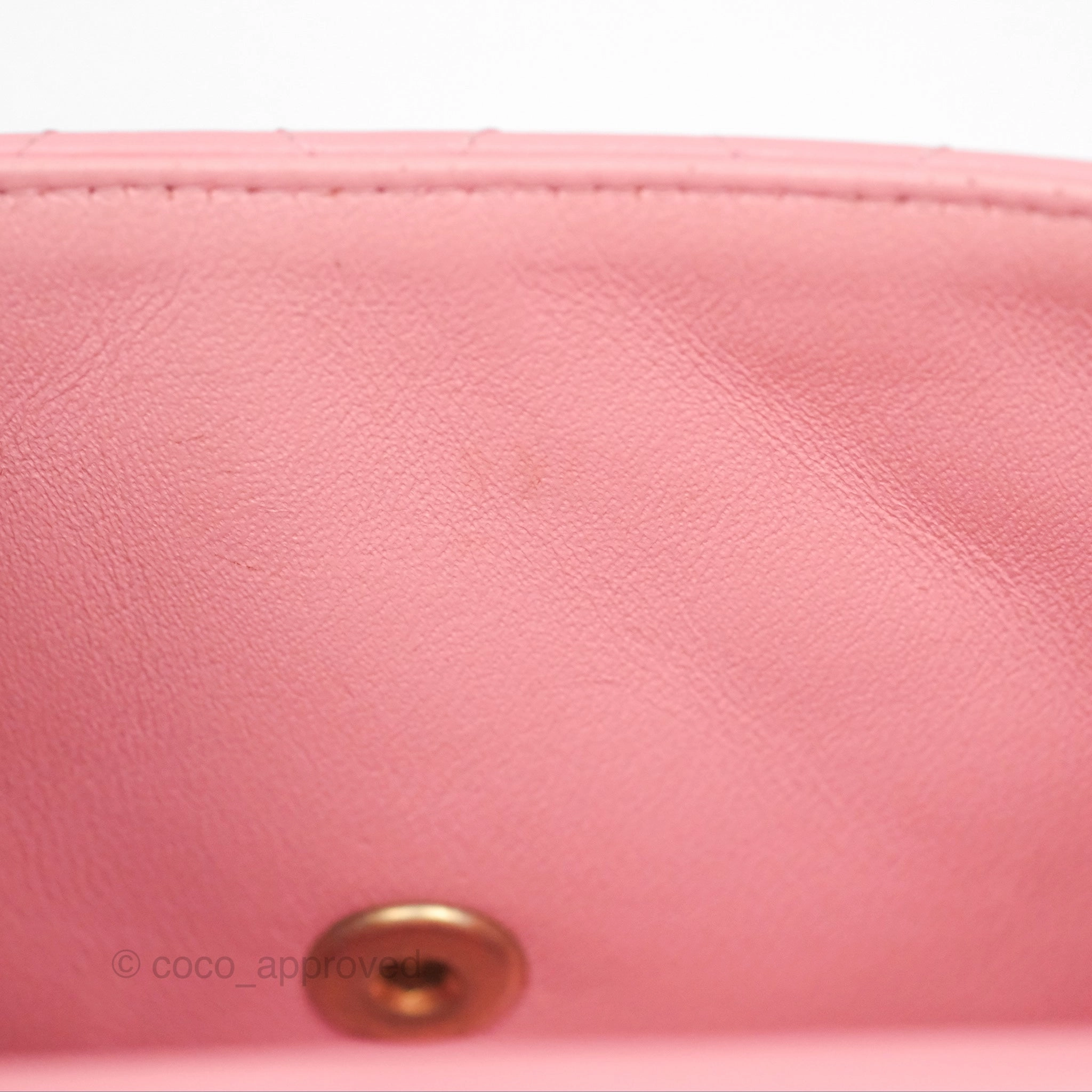 Chanel Mini Square Pink Lambskin Aged Gold Hardware