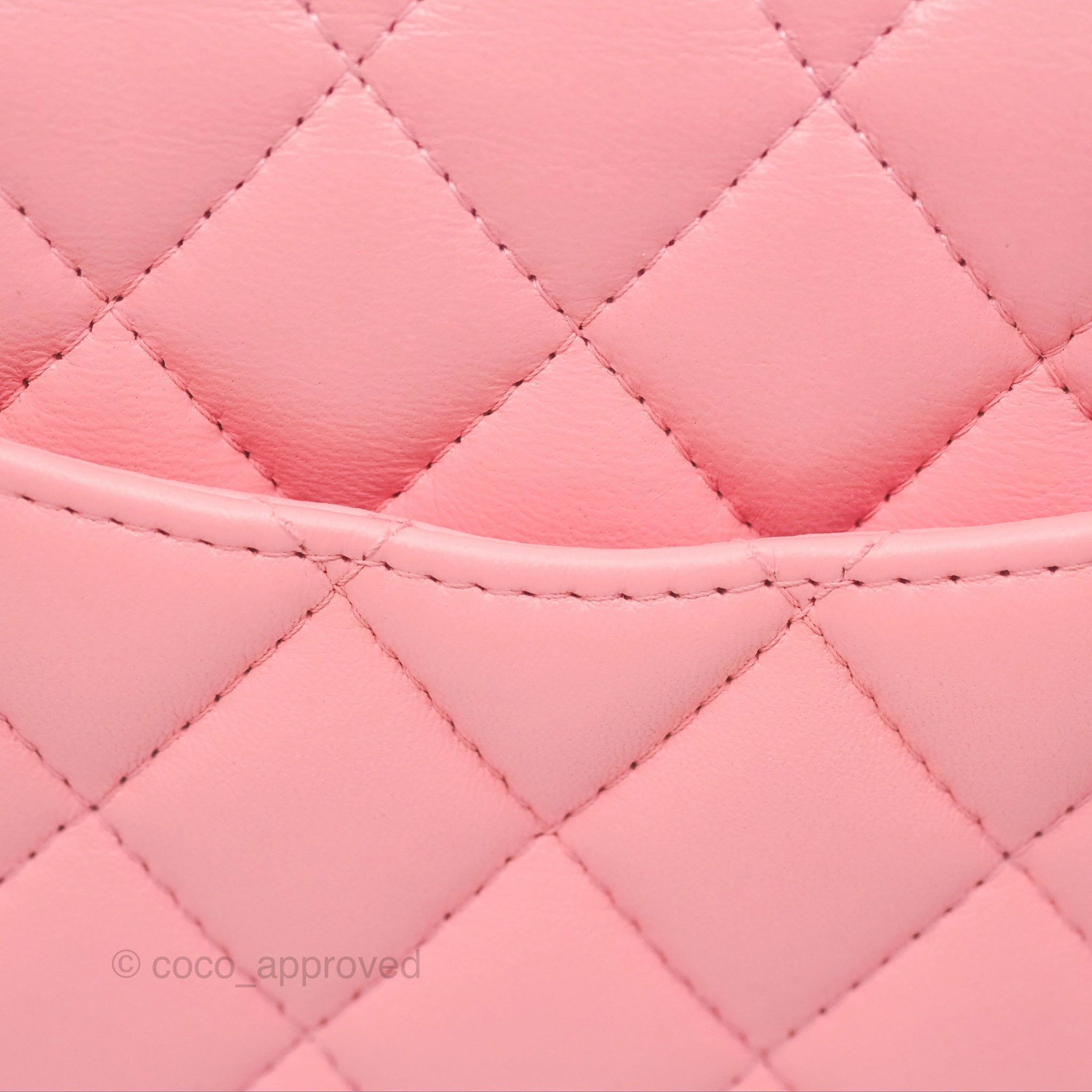 Chanel Mini Square Pink Lambskin Aged Gold Hardware