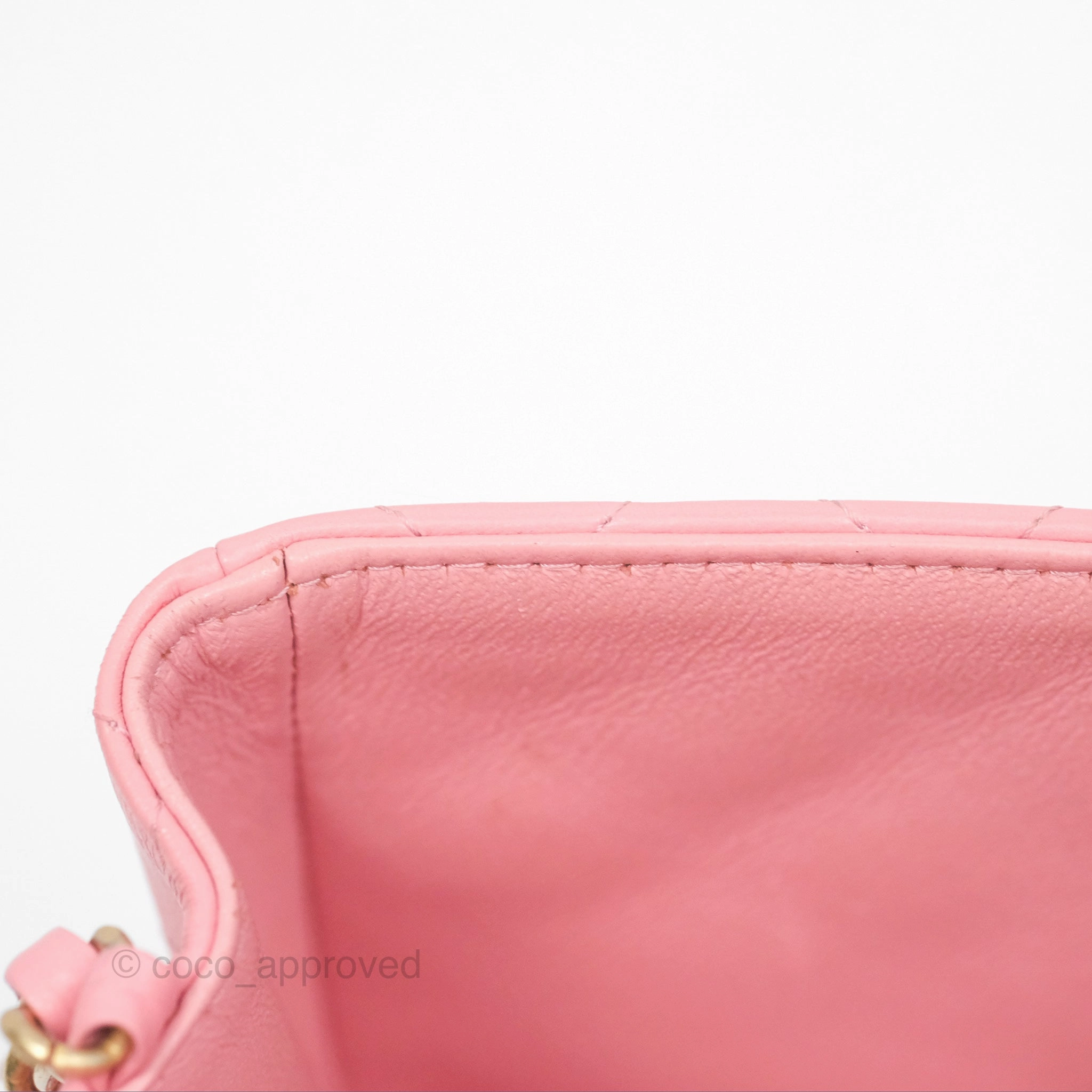 Chanel Mini Square Pink Lambskin Aged Gold Hardware