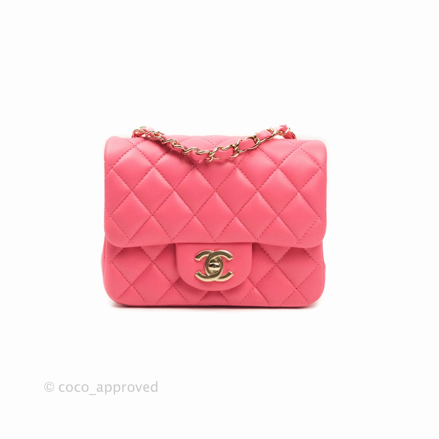 Chanel Mini Square Pink Lambskin Gold Hardware