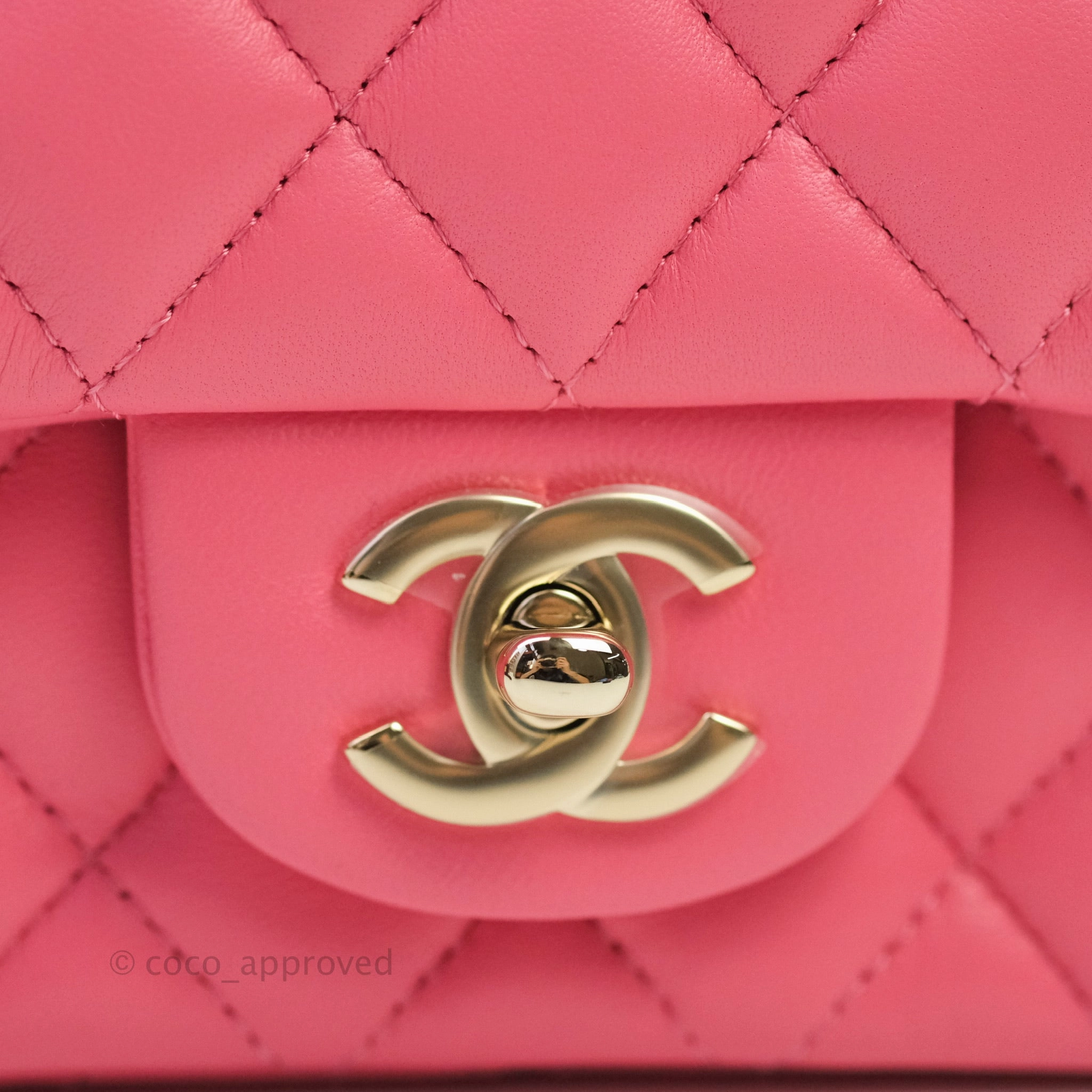 Chanel Mini Square Pink Lambskin Gold Hardware