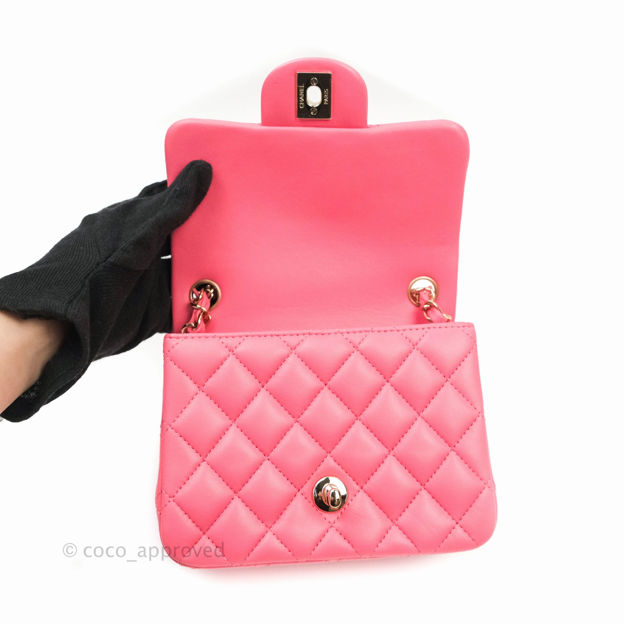 Chanel Mini Square Pink Lambskin Gold Hardware