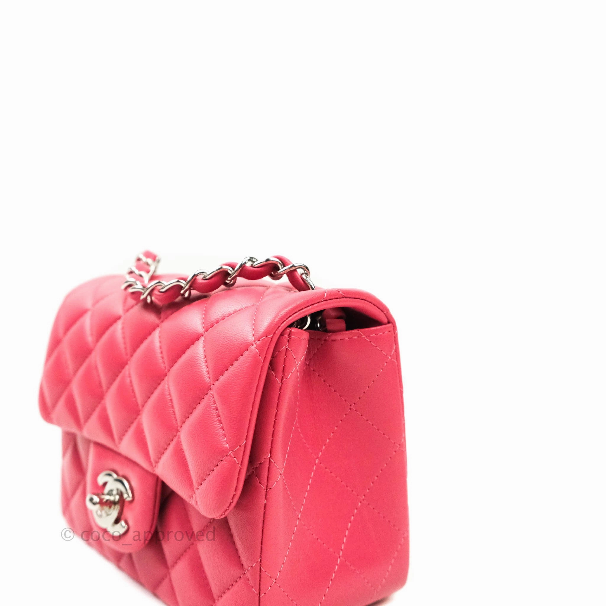 Chanel Mini Square Pink Lambskin Silver Hardware