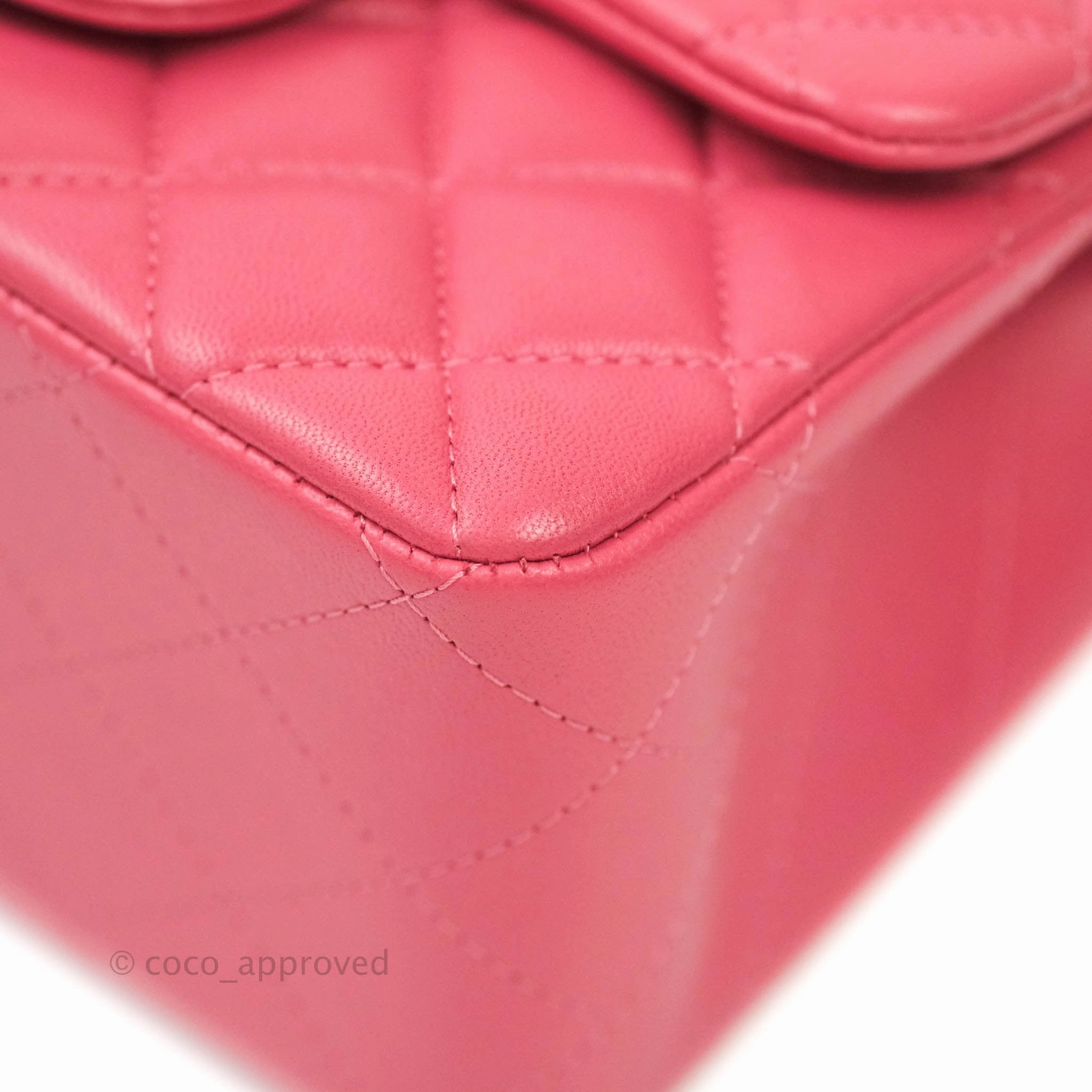 Chanel Mini Square Pink Lambskin Silver Hardware